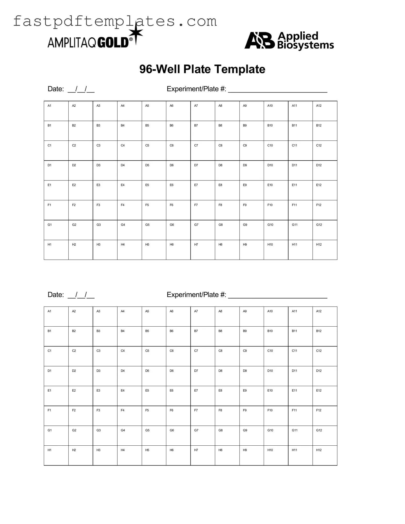 Blank 96 Well Form