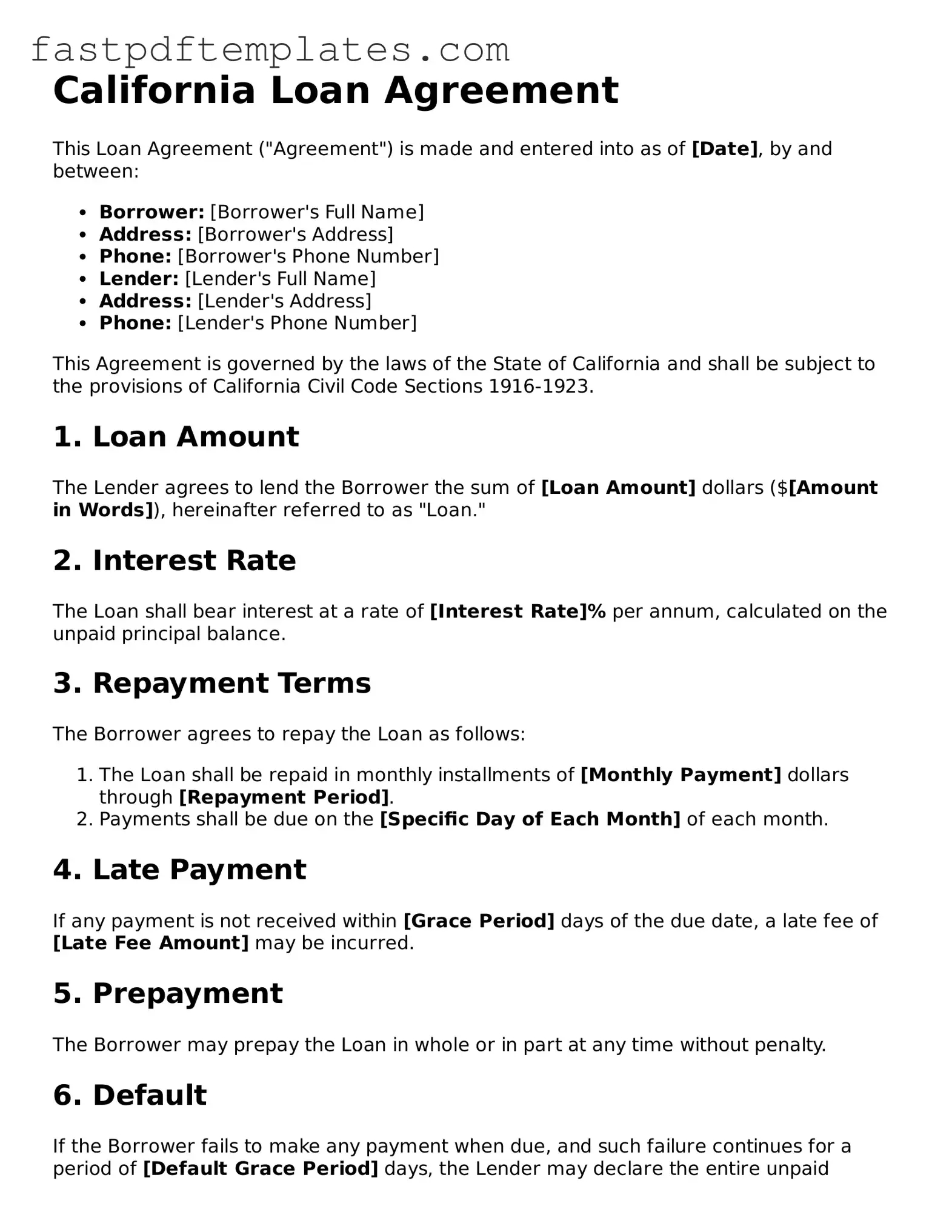Attorney-Approved California Loan Agreement Document