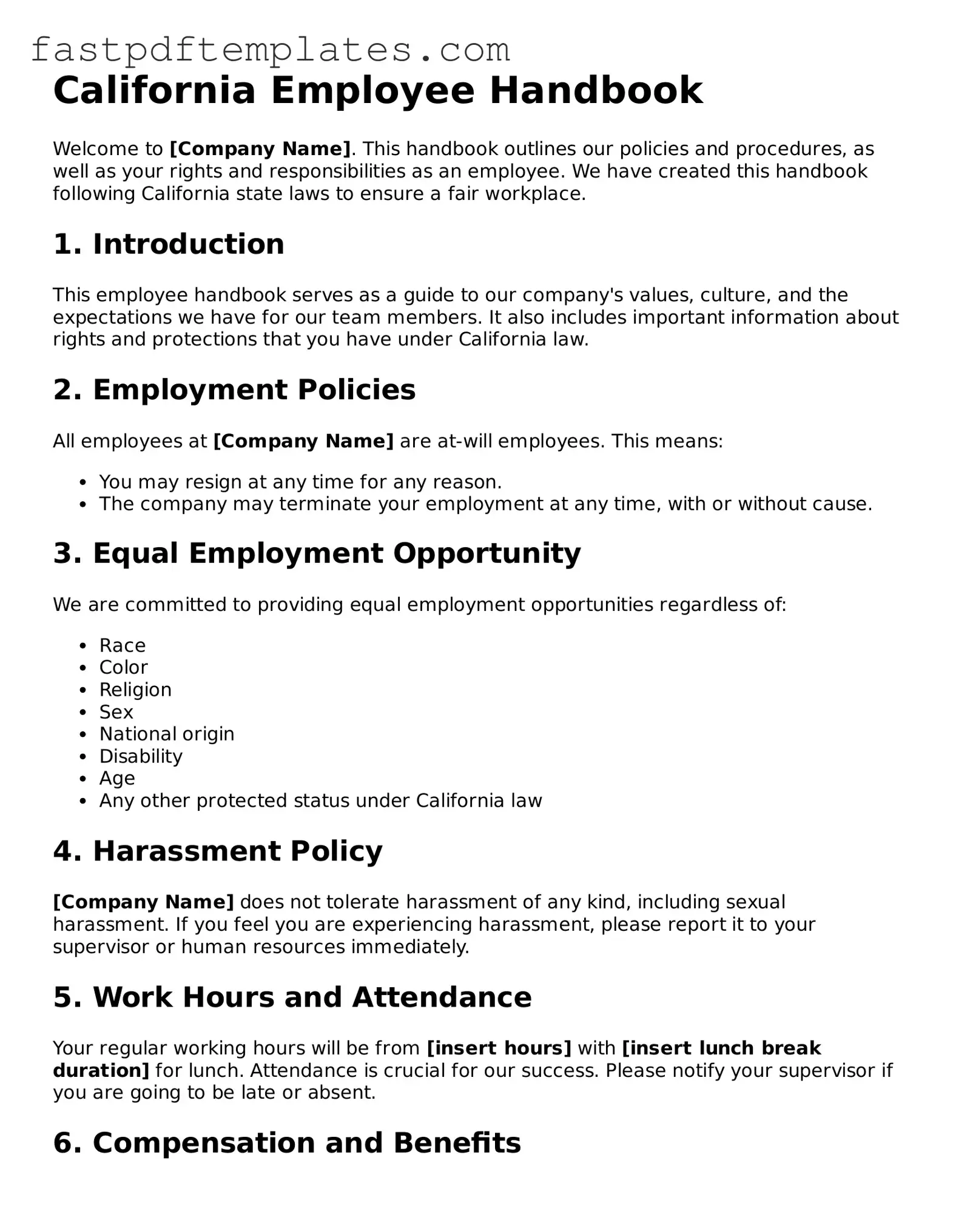 Attorney-Approved California Employee Handbook Document