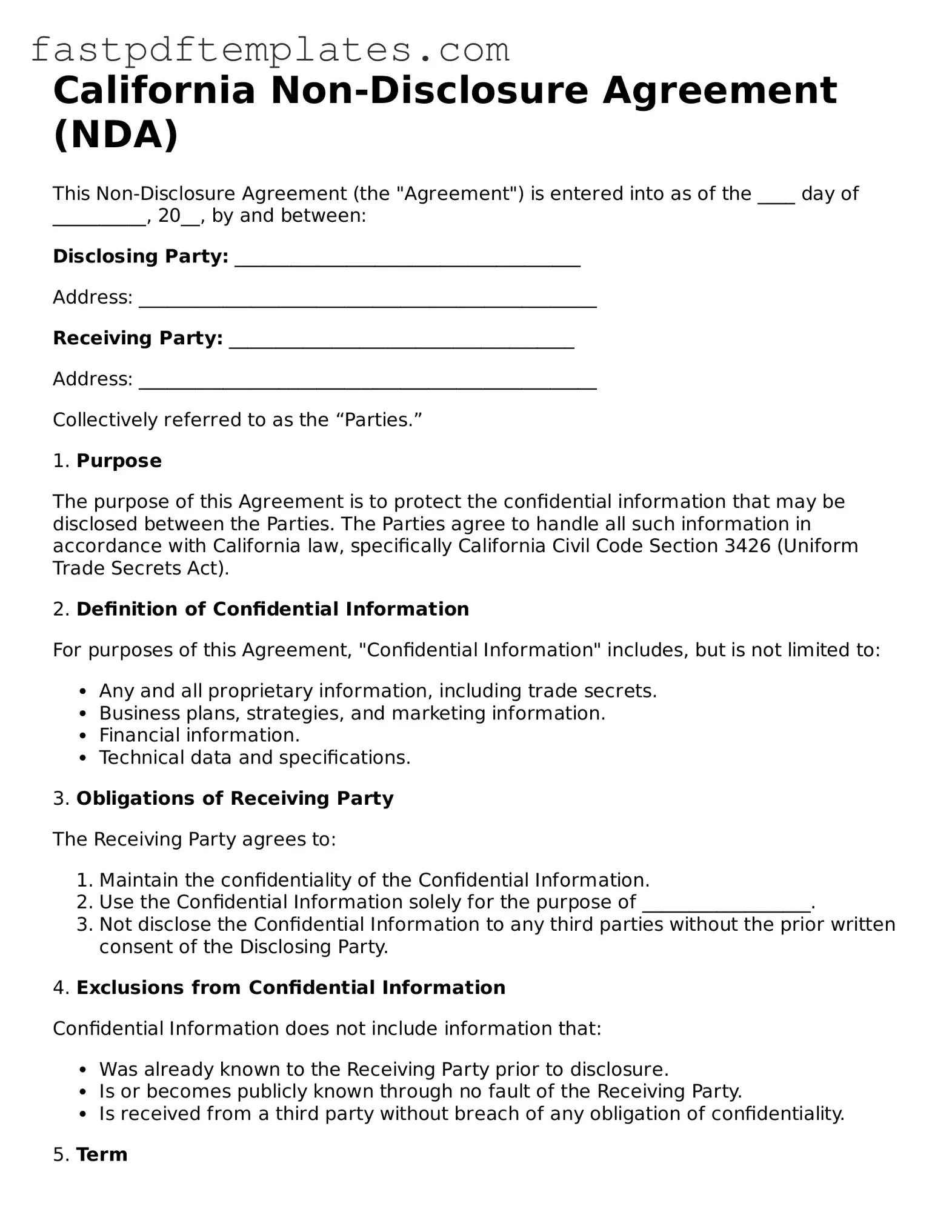 Attorney-Approved California Non-disclosure Agreement Document