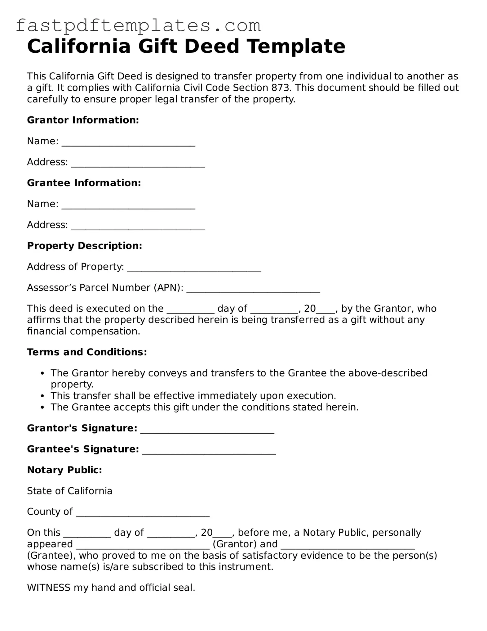 Attorney-Approved California Gift Deed Document
