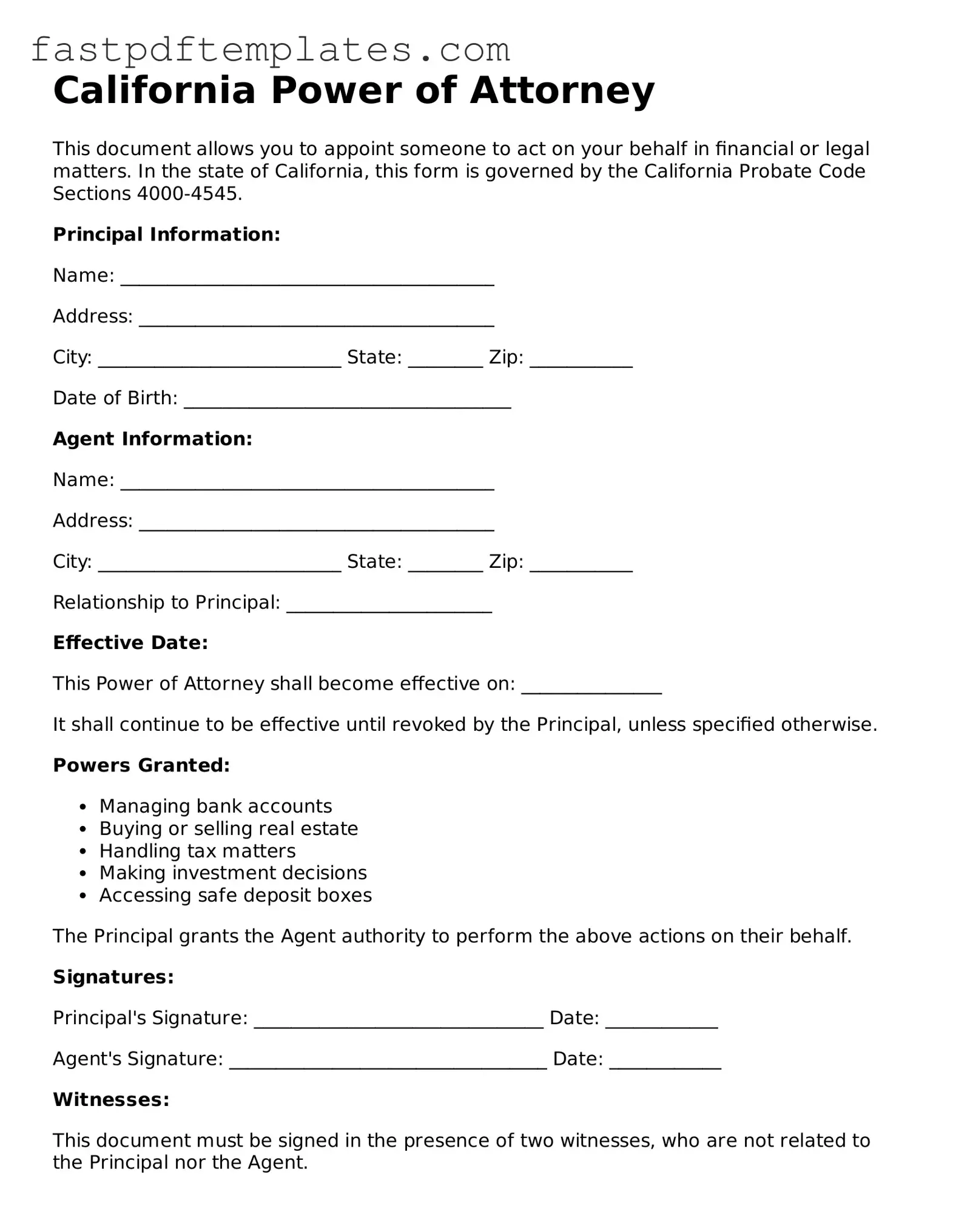 Attorney-Approved California Power of Attorney Document