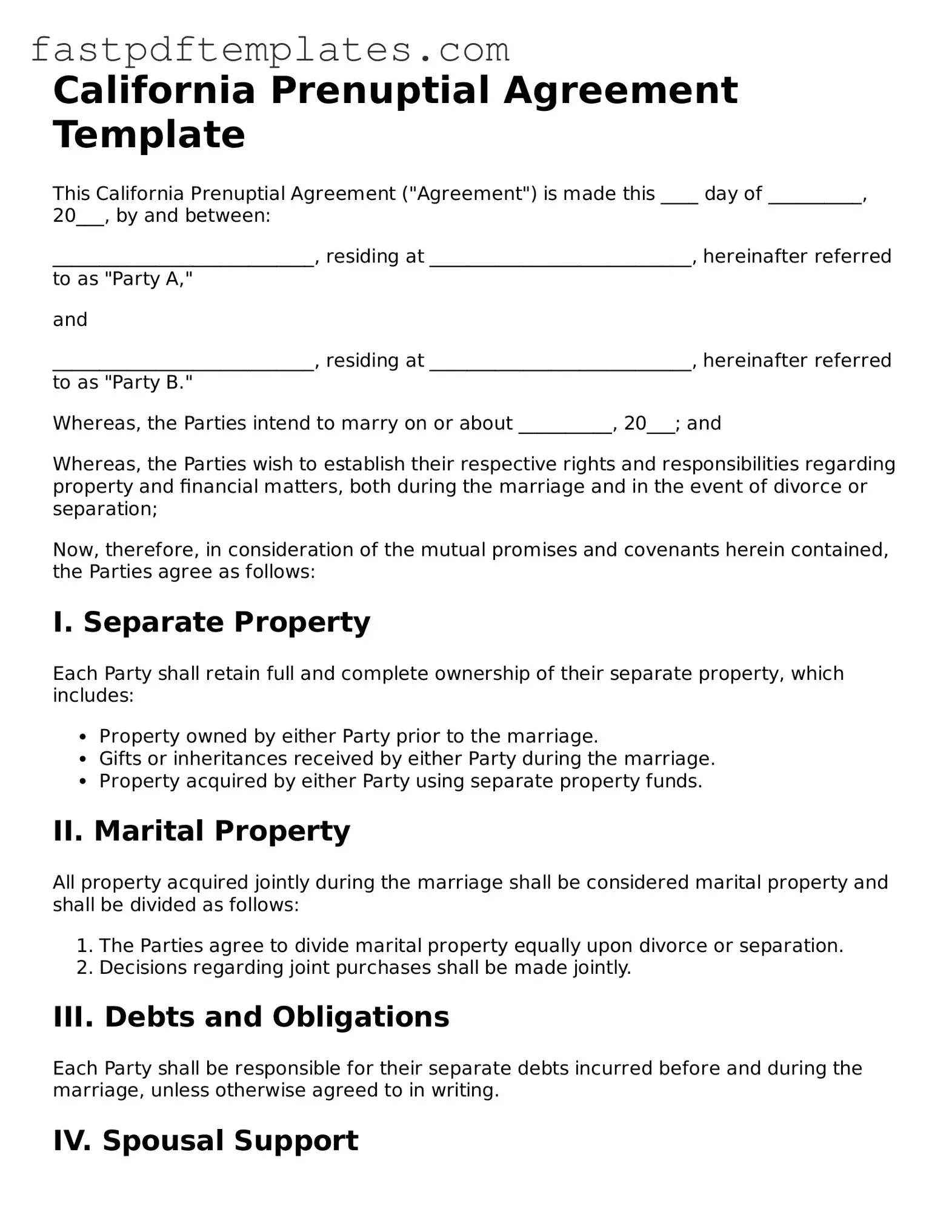 Attorney-Approved California Prenuptial Agreement Document