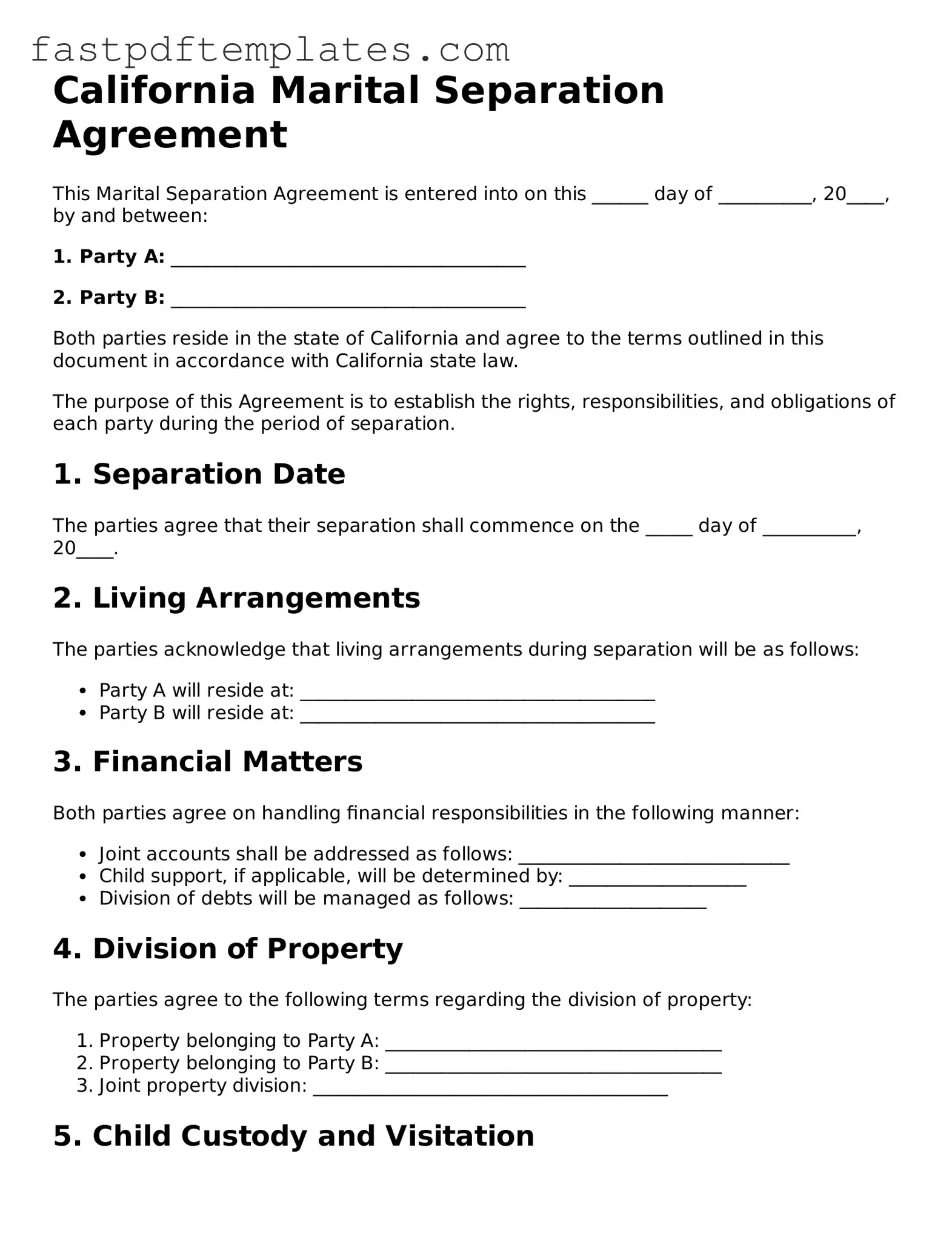 Attorney-Approved California Marital Separation Agreement Document