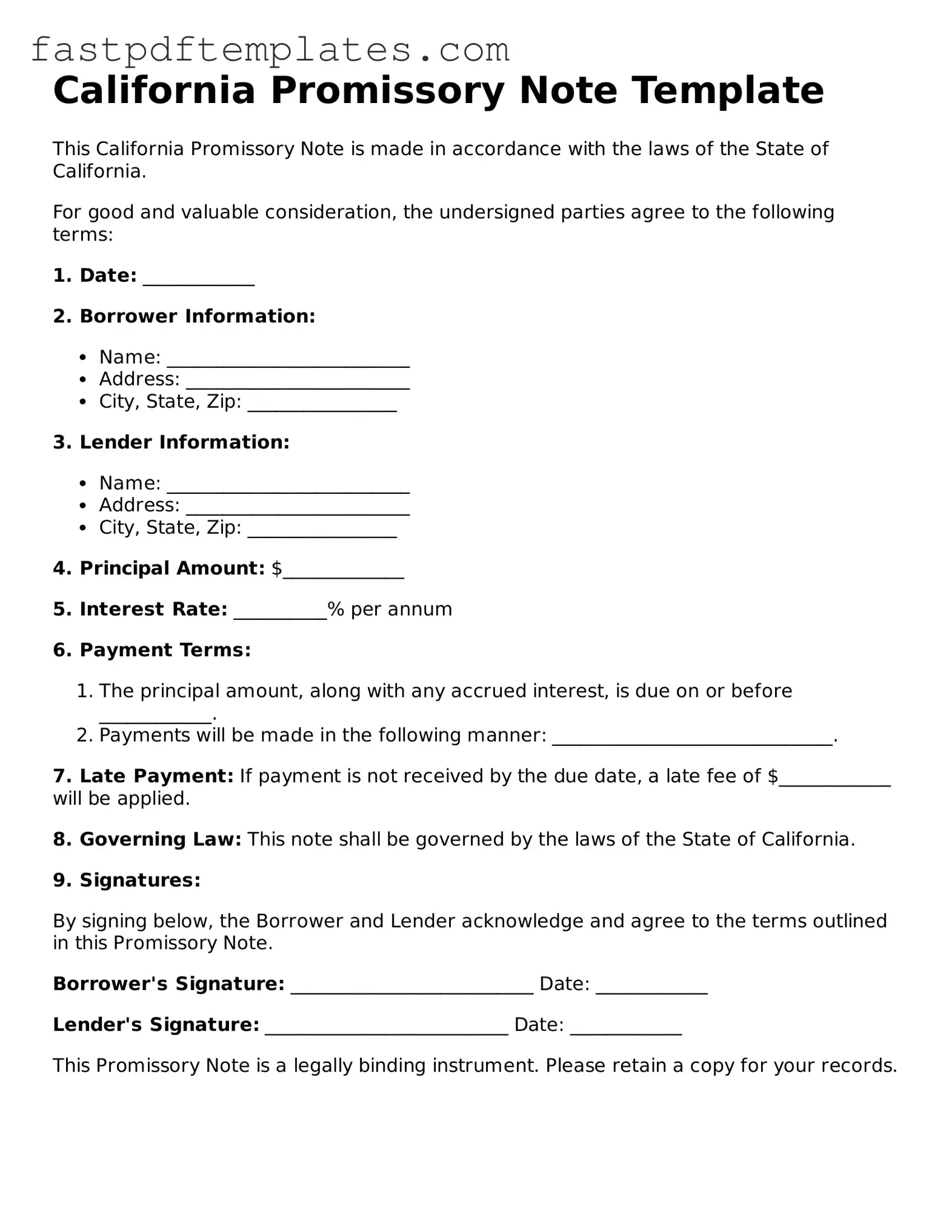 Attorney-Approved California Promissory Note Document