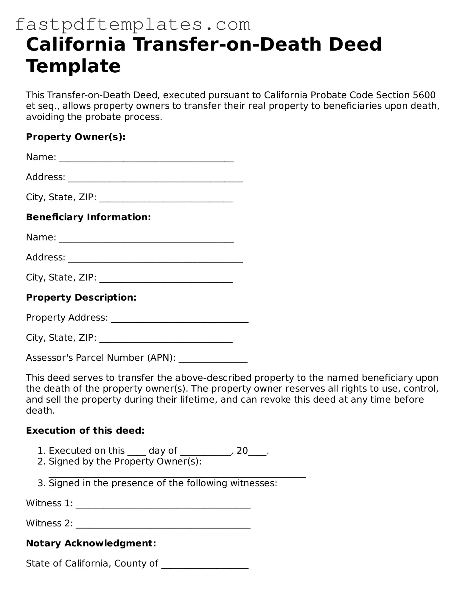 Attorney-Approved California Transfer-on-Death Deed Document