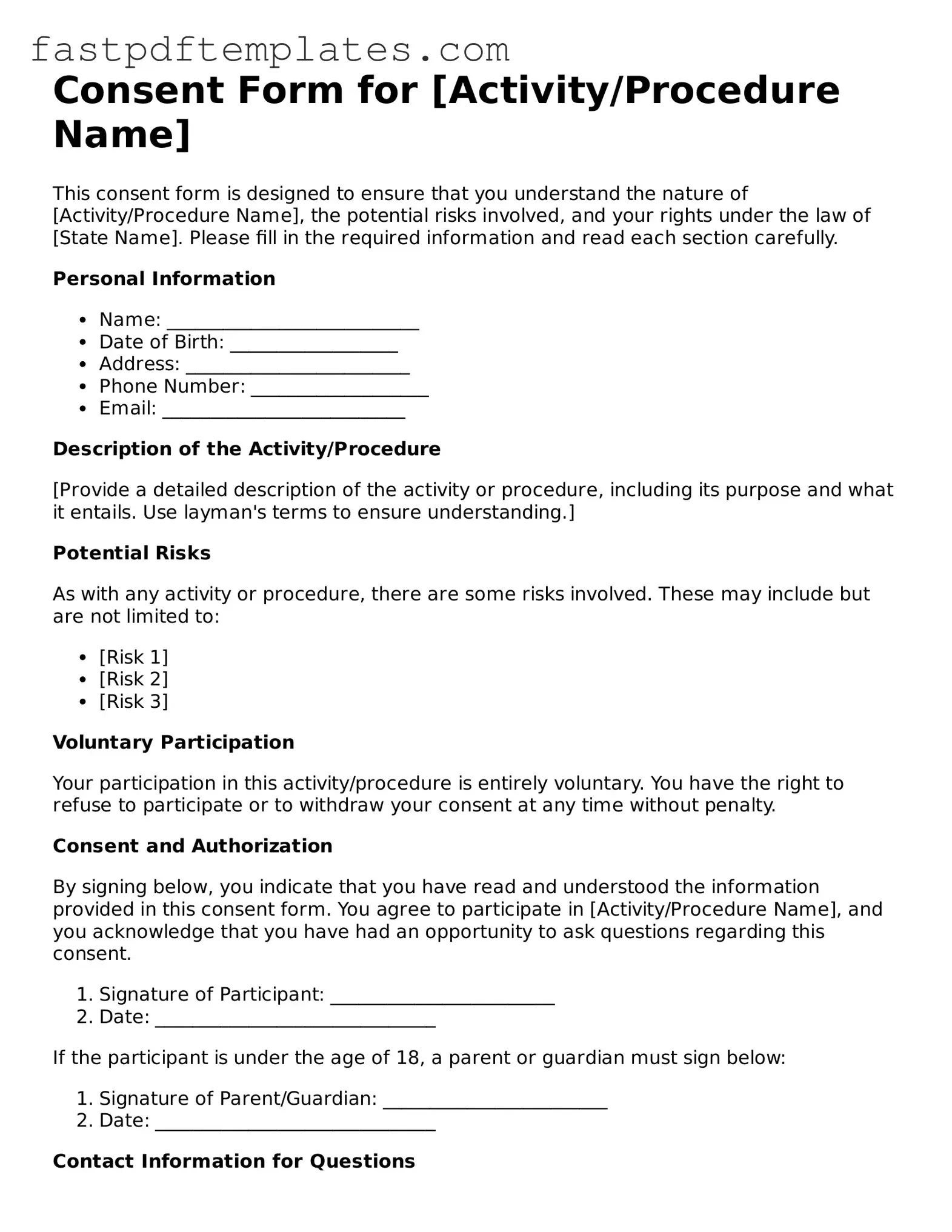 Fillable Consent Document