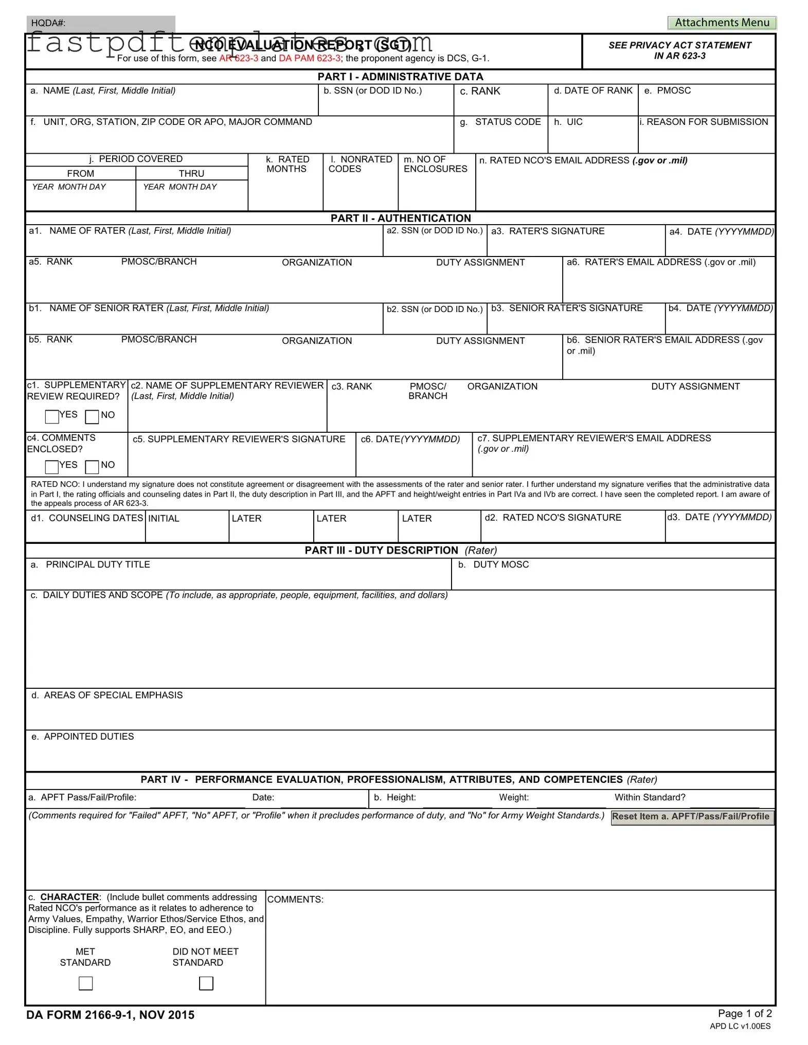 Blank Da 2166 9 1 Form