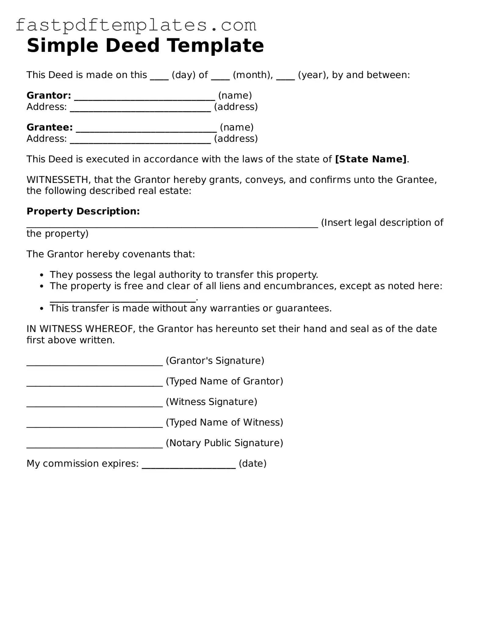 Fillable Deed Document