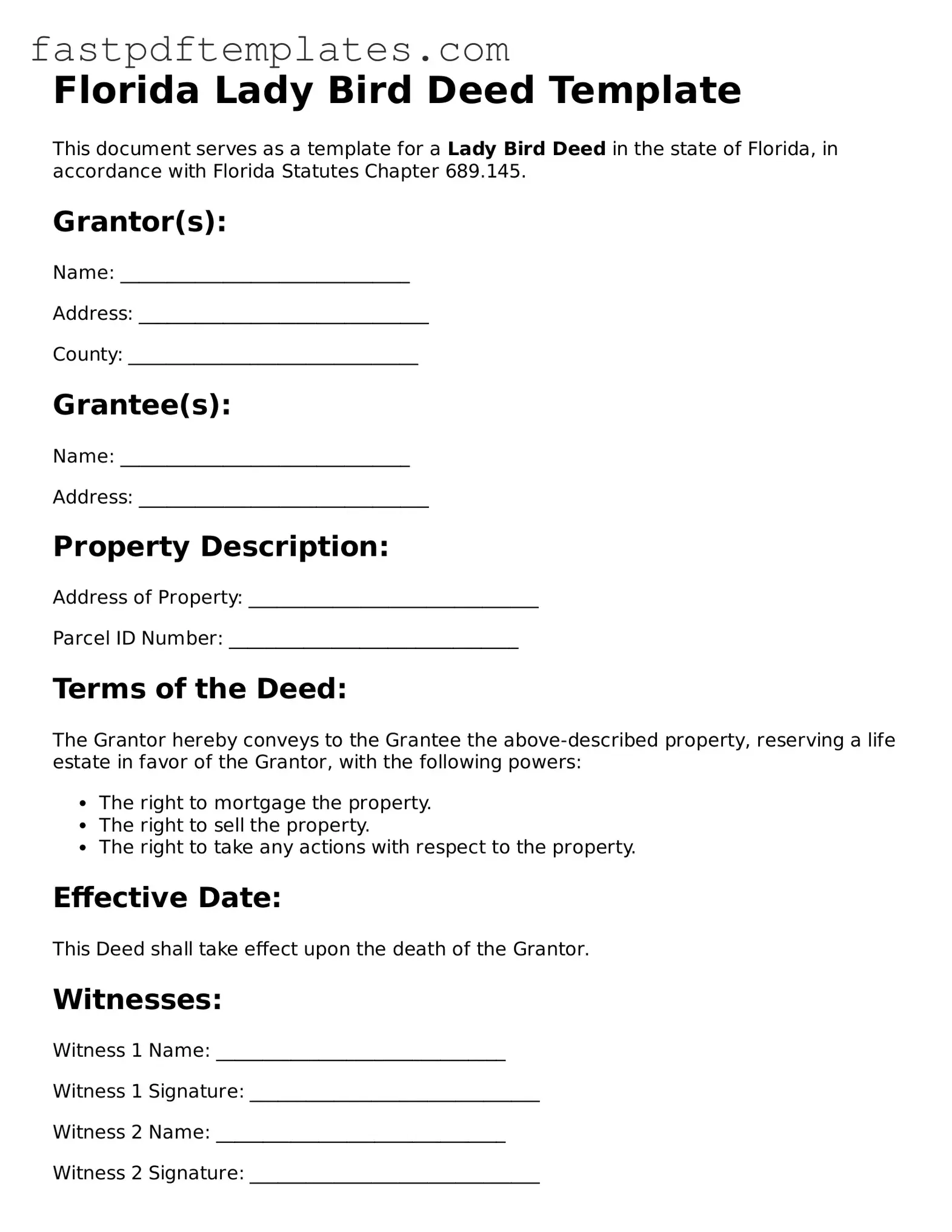Attorney-Approved Florida Lady Bird Deed Document