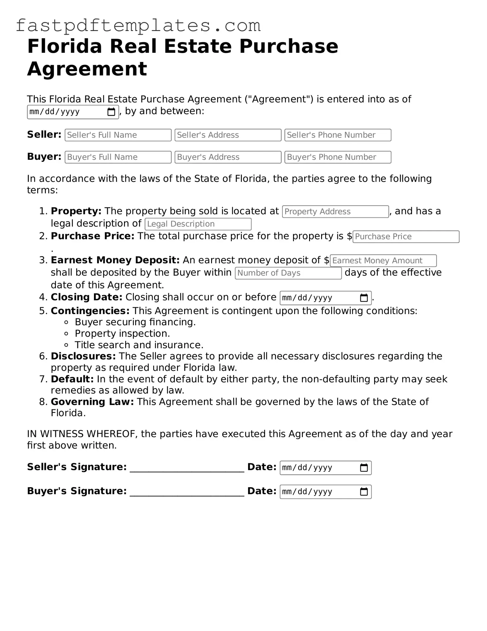 Attorney-Approved Florida Real Estate Purchase Agreement Document