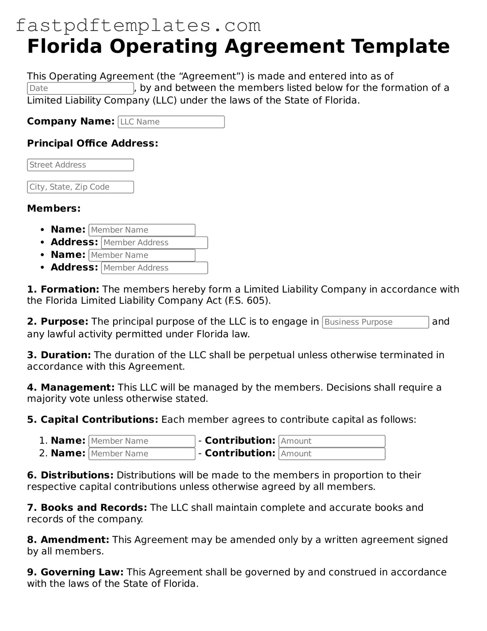 Attorney-Approved Florida Operating Agreement Document