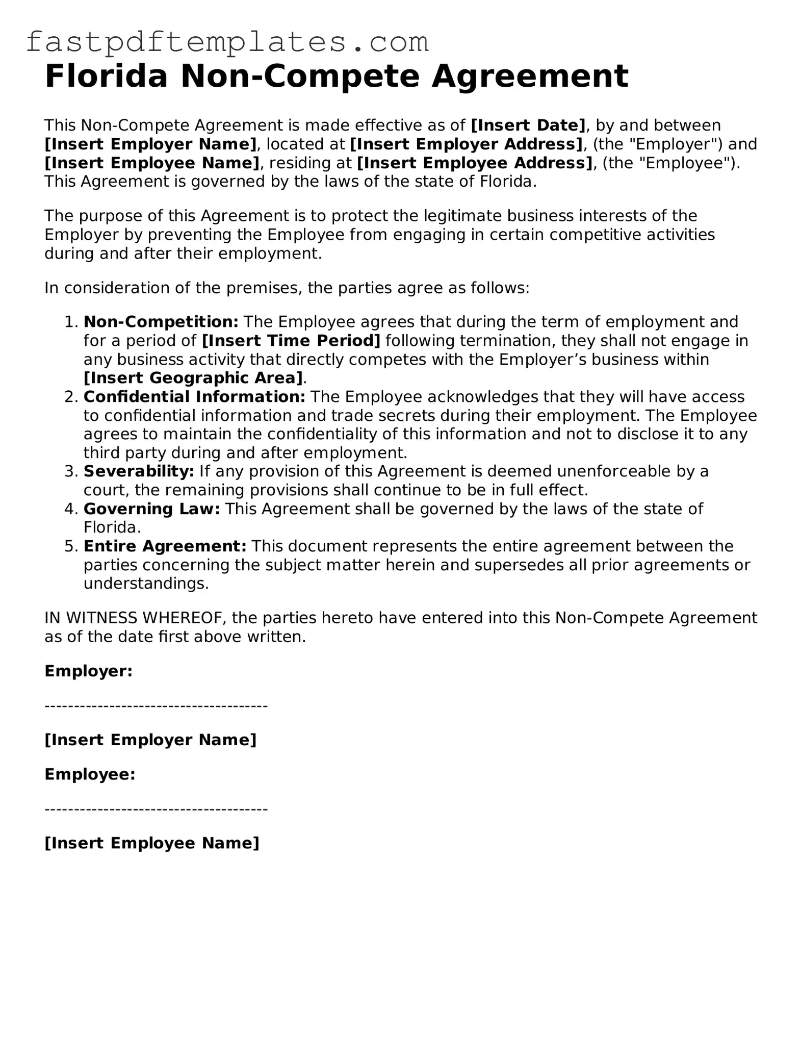 Attorney-Approved Florida Non-compete Agreement Document