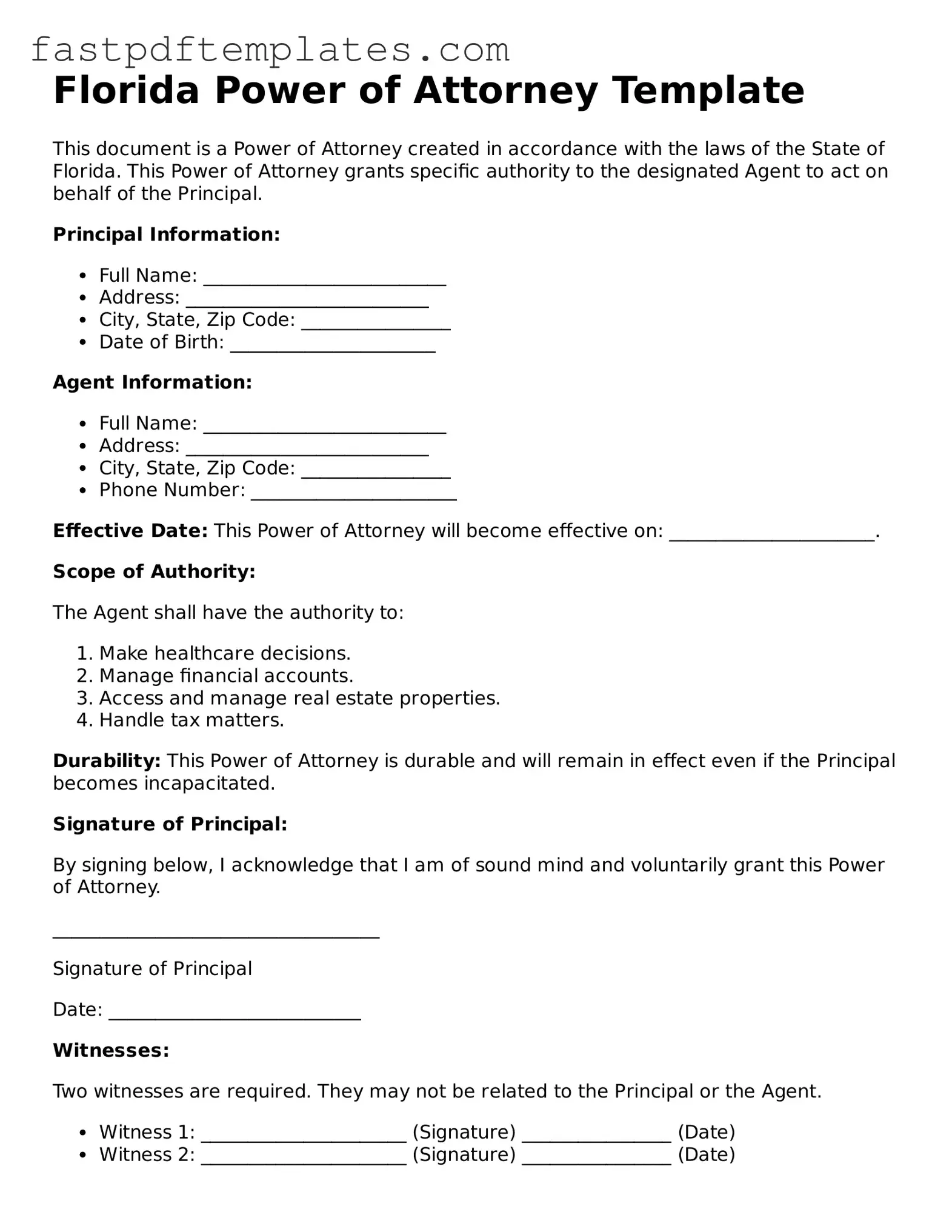 Attorney-Approved Florida Power of Attorney Document