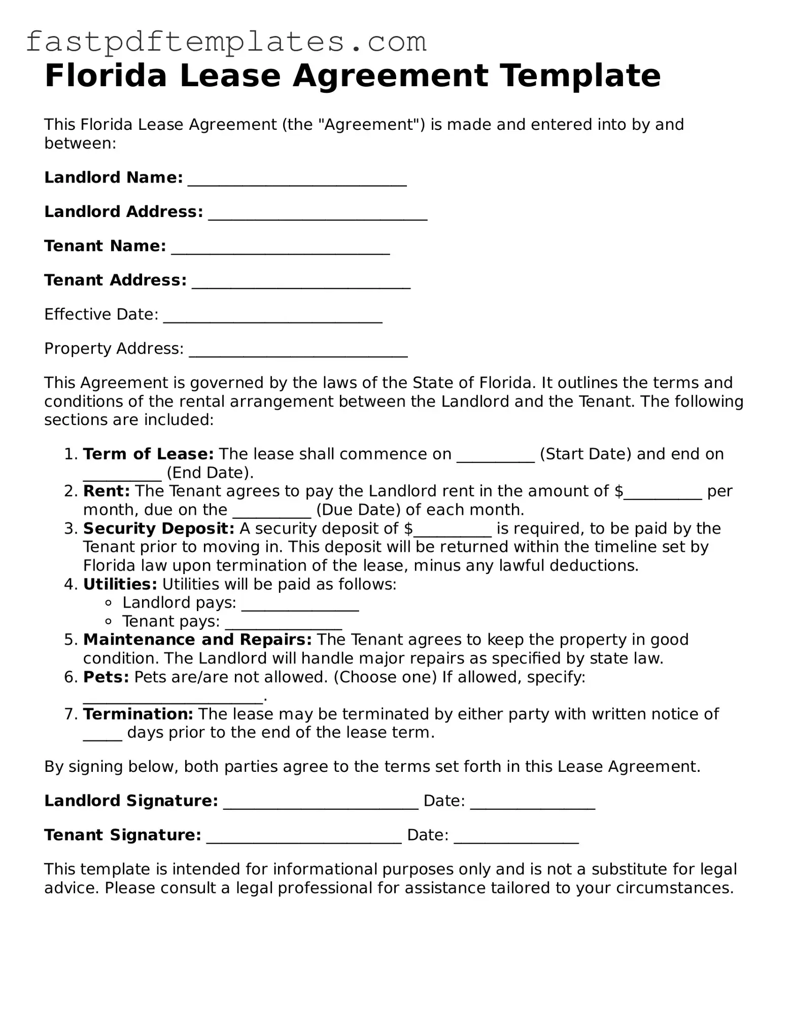 Attorney-Approved Florida Lease Agreement Document