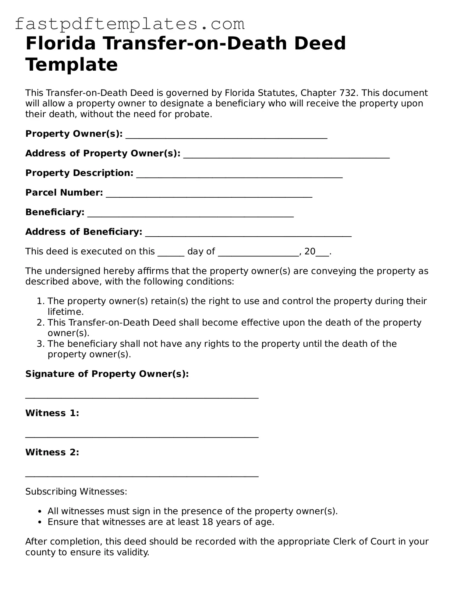 Attorney-Approved Florida Transfer-on-Death Deed Document