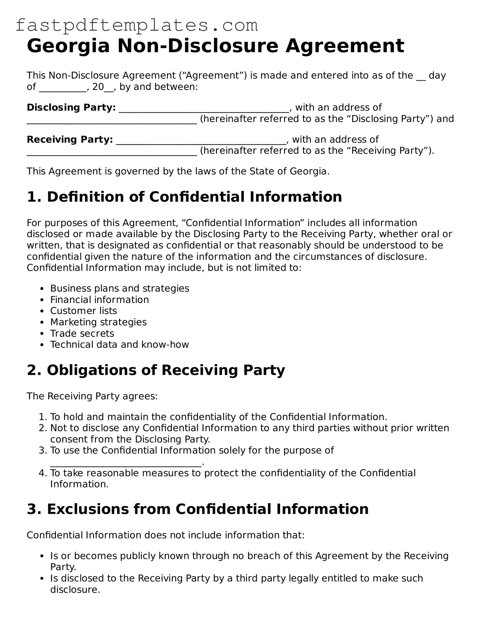 Attorney-Approved Georgia Non-disclosure Agreement Document