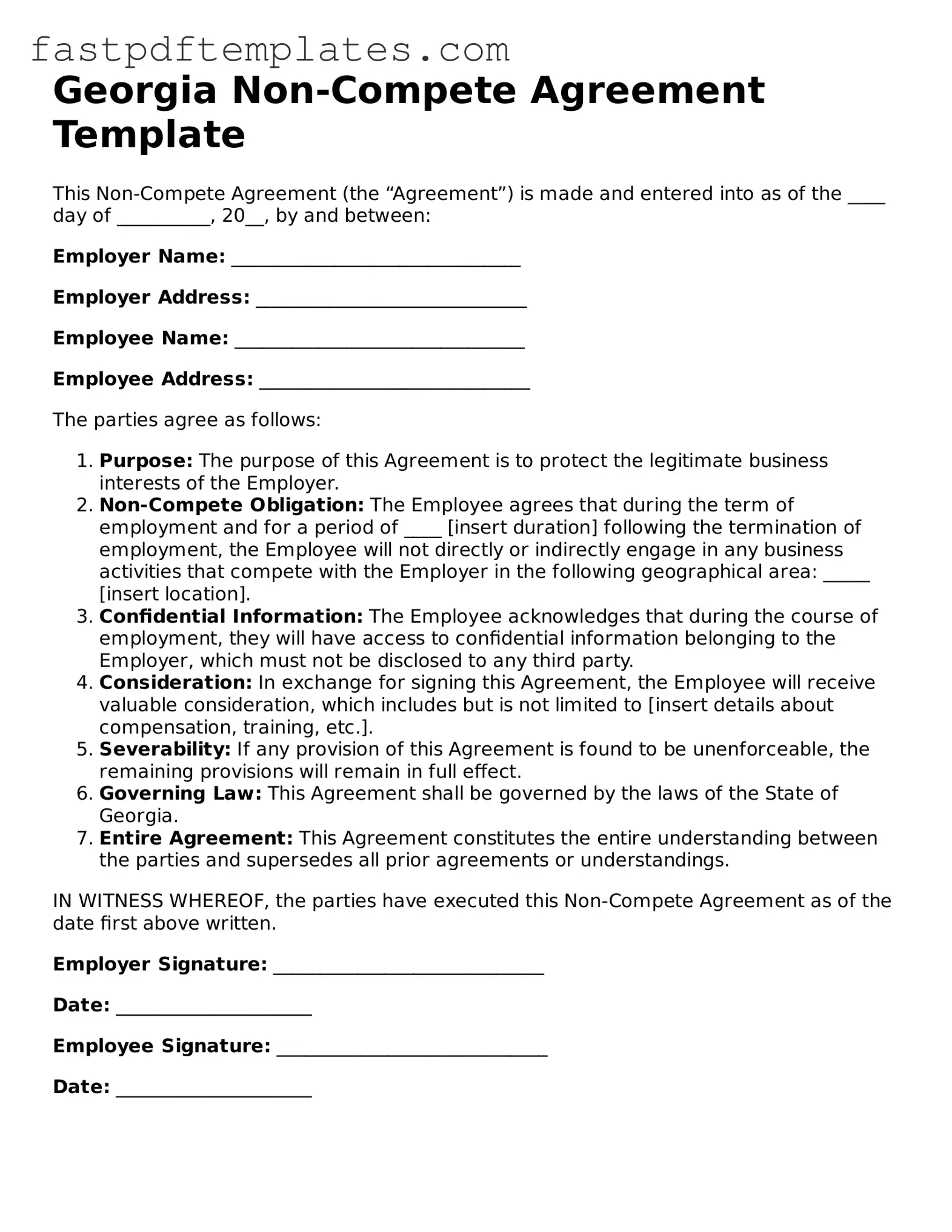 Attorney-Approved Georgia Non-compete Agreement Document