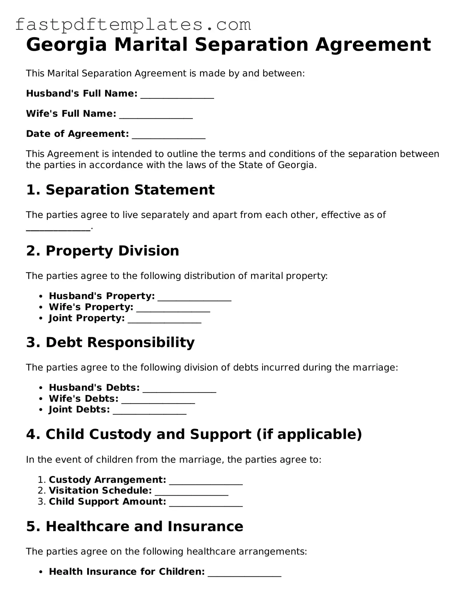 Attorney-Approved Georgia Marital Separation Agreement Document