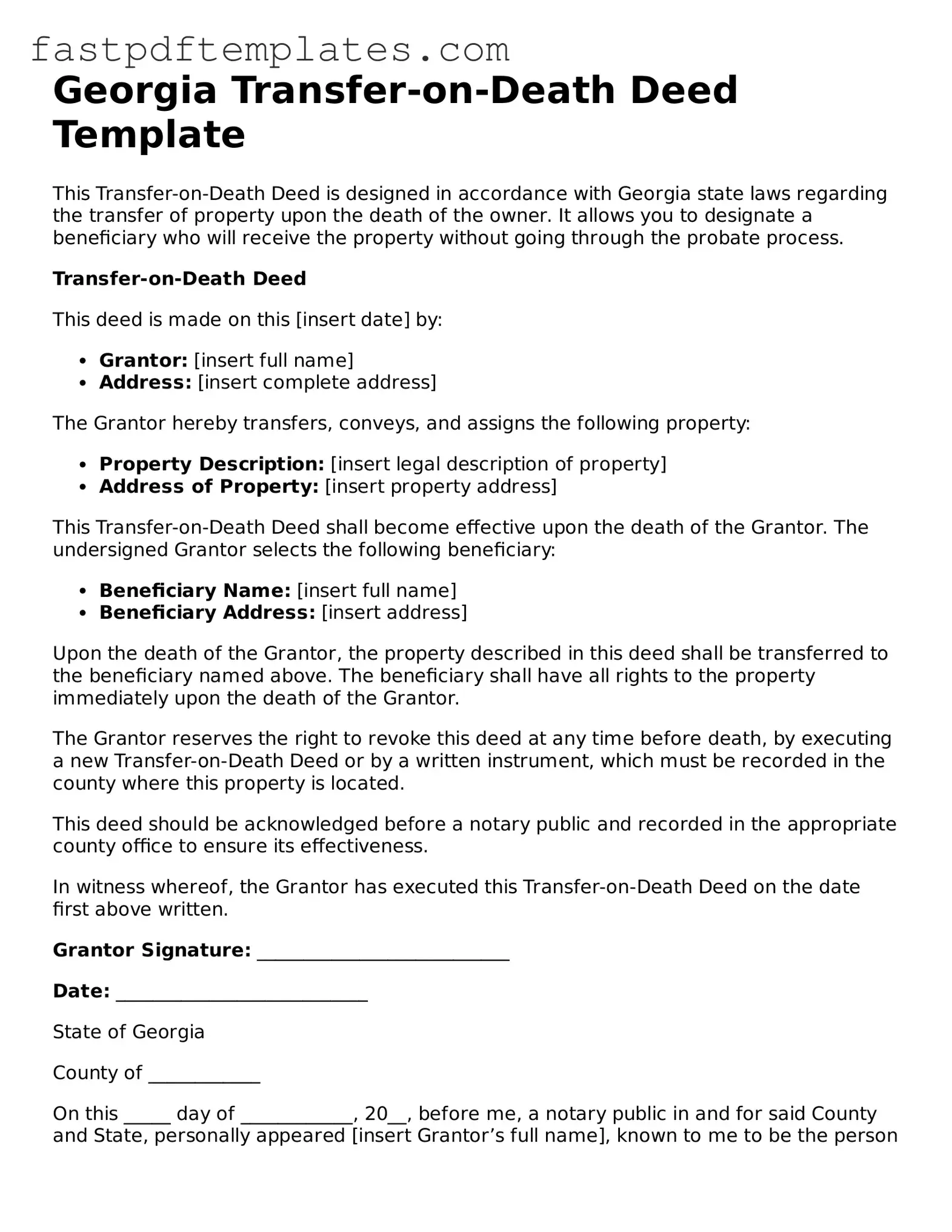 Attorney-Approved Georgia Transfer-on-Death Deed Document