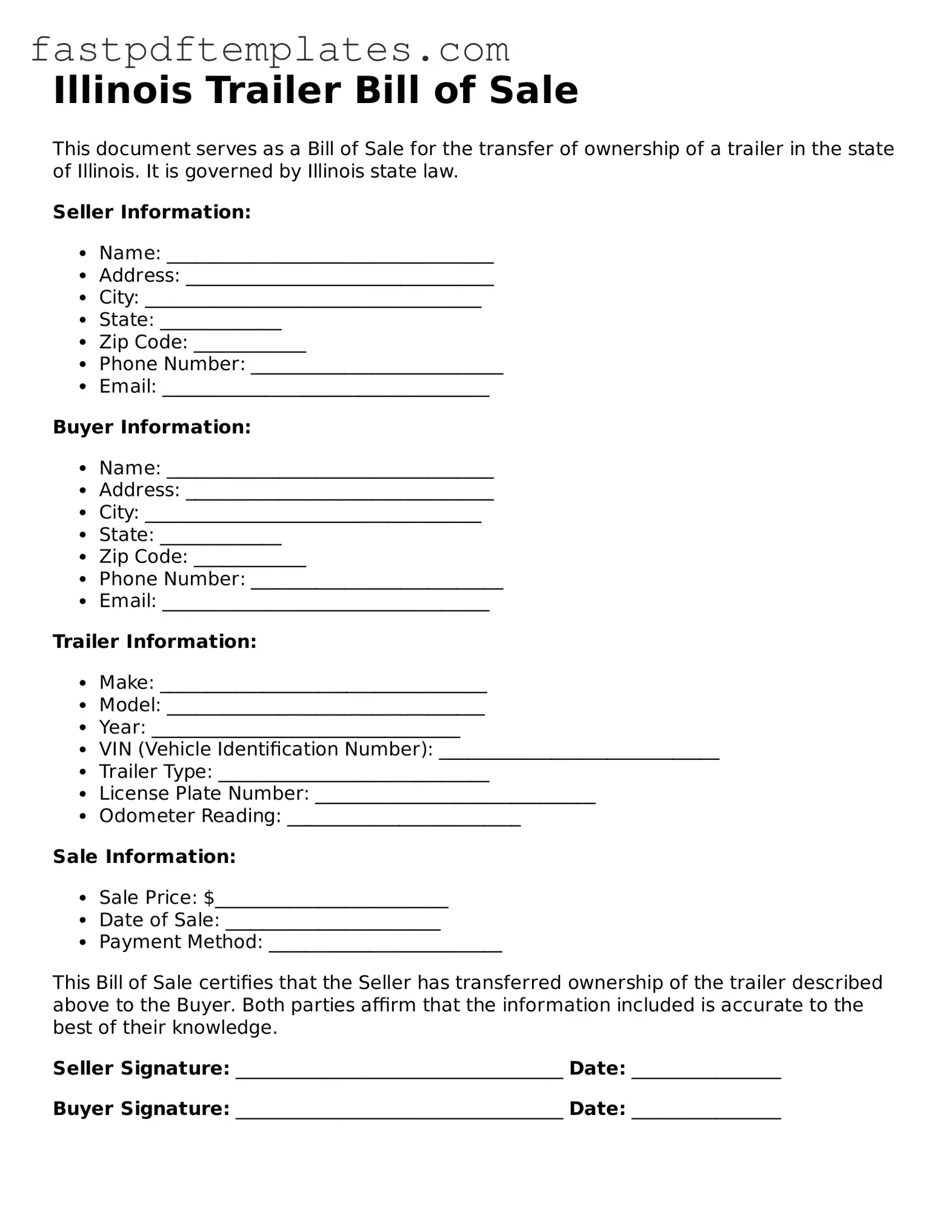 Attorney-Approved Illinois Trailer Bill of Sale Document