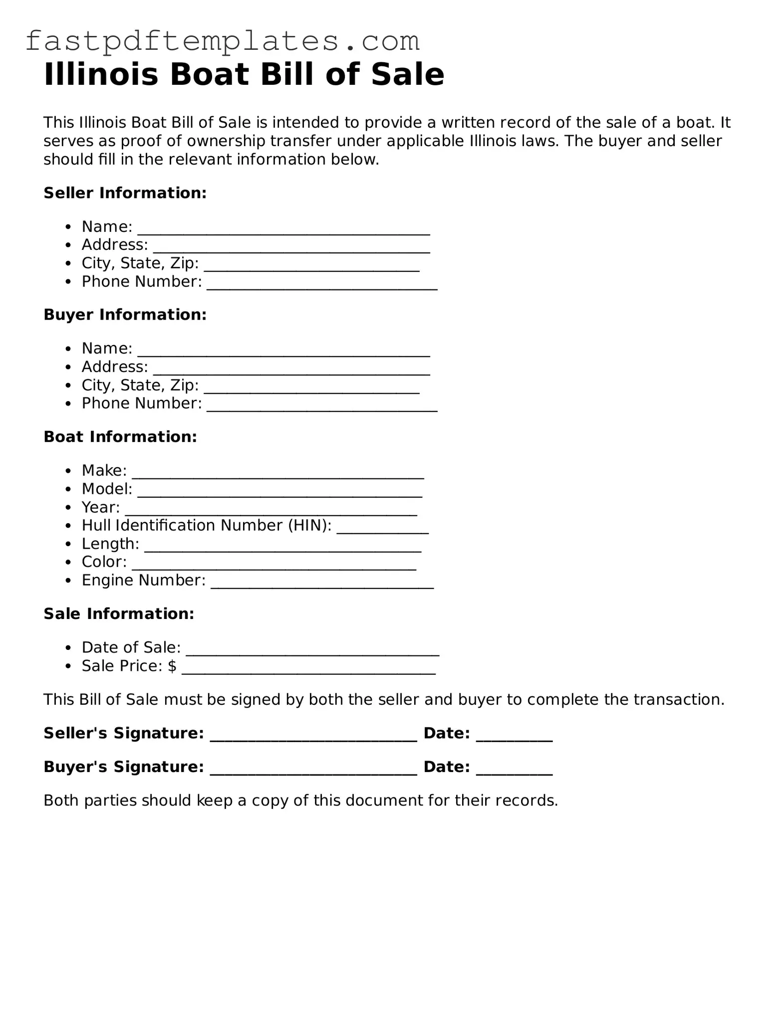 Attorney-Approved Illinois Boat Bill of Sale Document