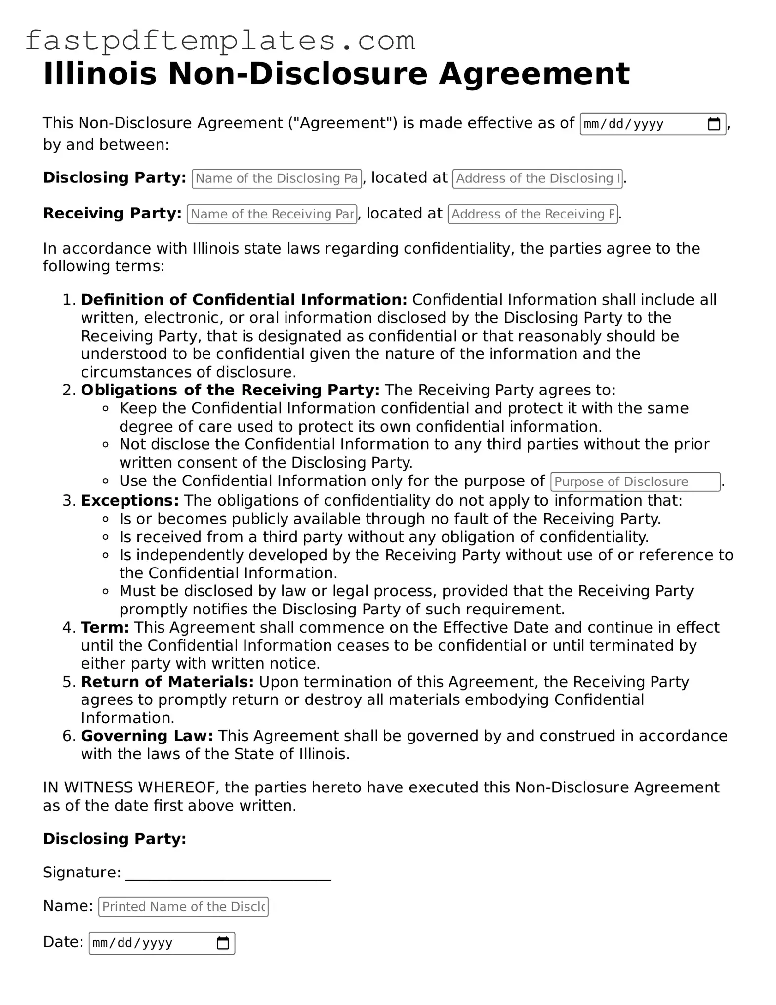 Attorney-Approved Illinois Non-disclosure Agreement Document