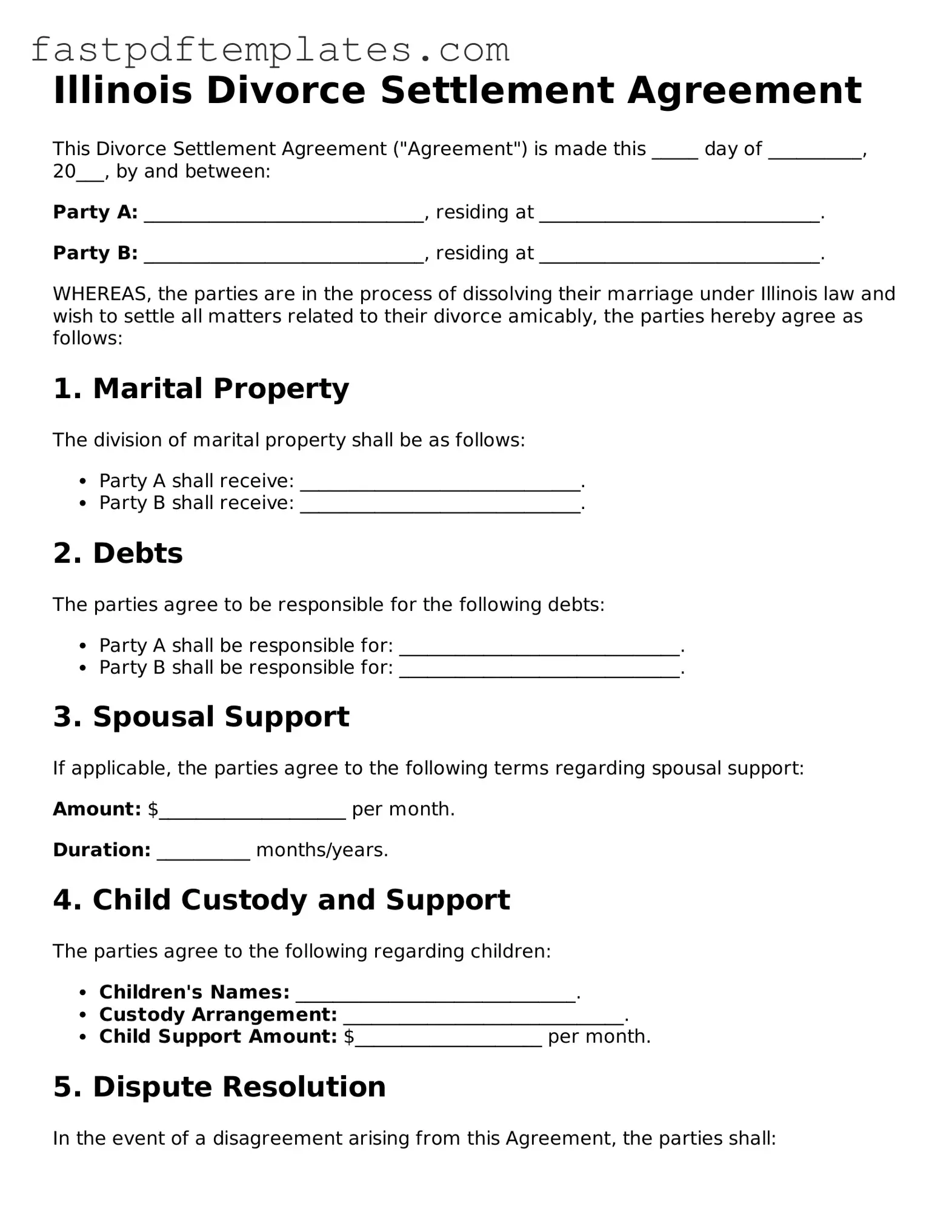 Attorney-Approved Illinois Divorce Settlement Agreement Document