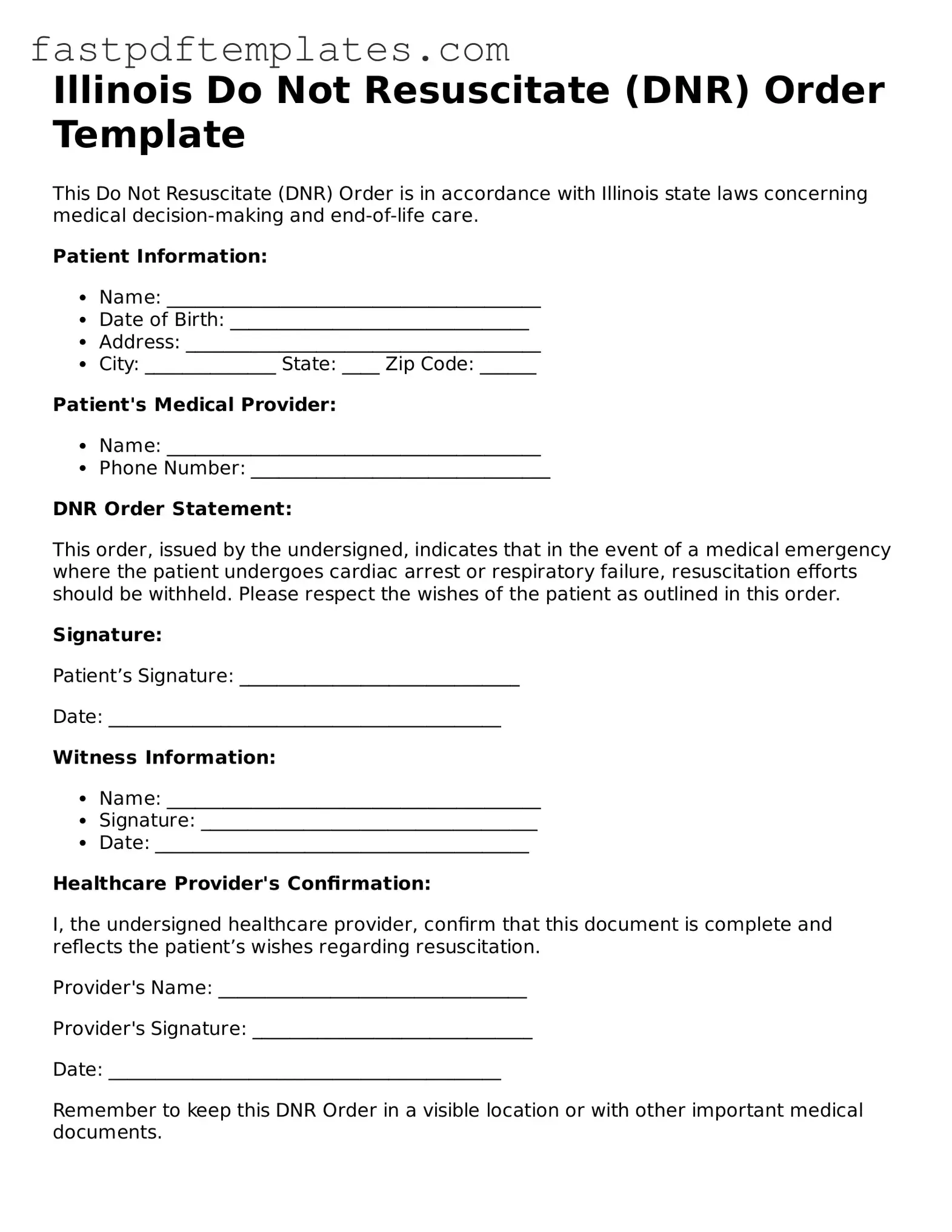 Attorney-Approved Illinois Do Not Resuscitate Order Document