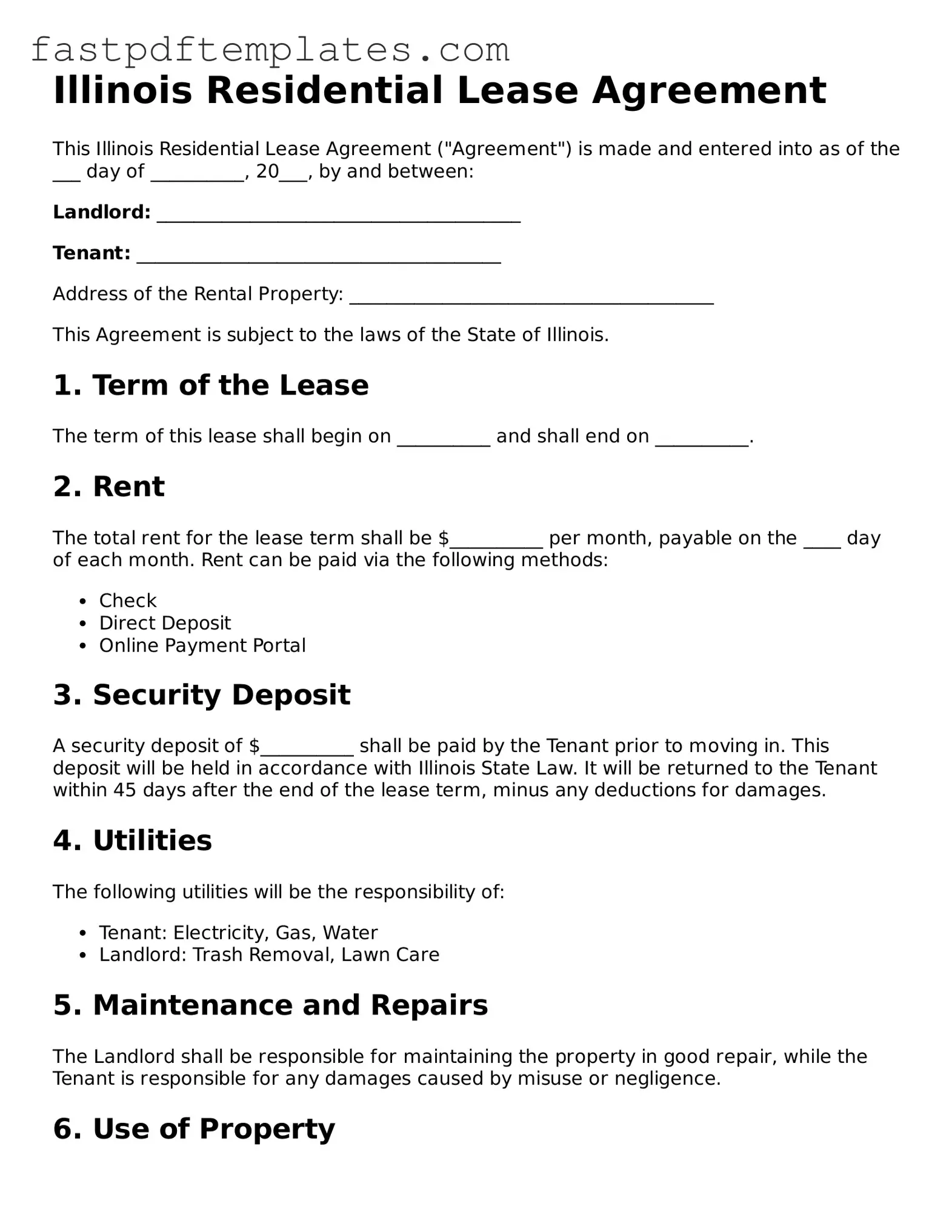Attorney-Approved Illinois Residential Lease Agreement Document