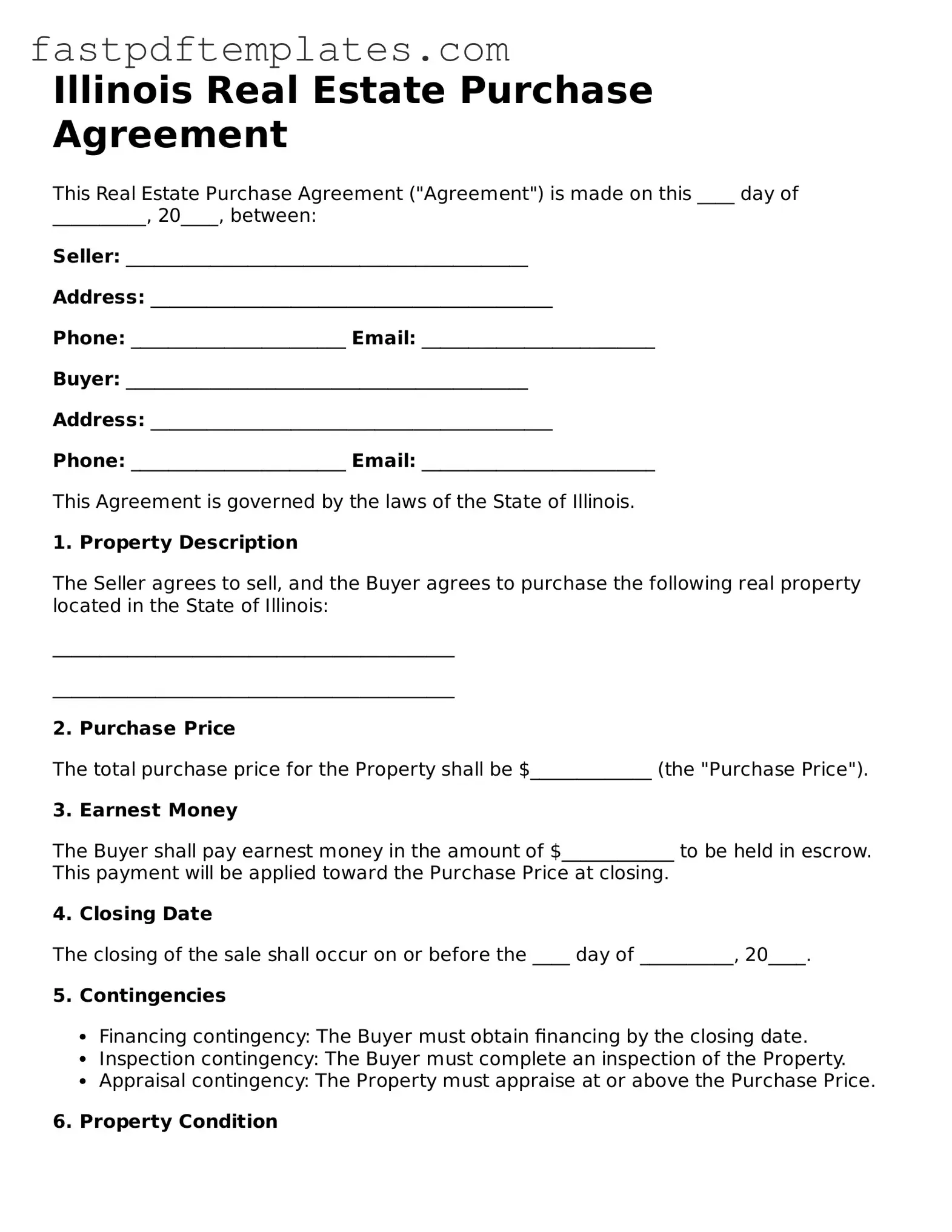 Attorney-Approved Illinois Real Estate Purchase Agreement Document