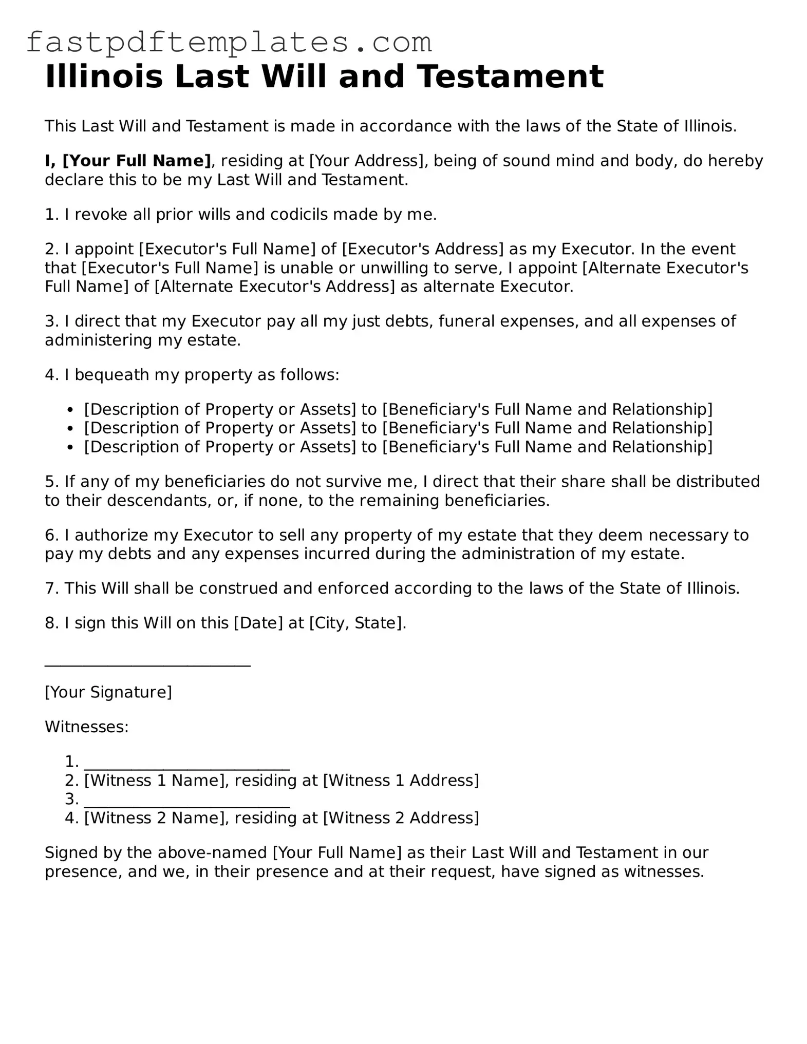 Attorney-Approved Illinois Last Will and Testament Document