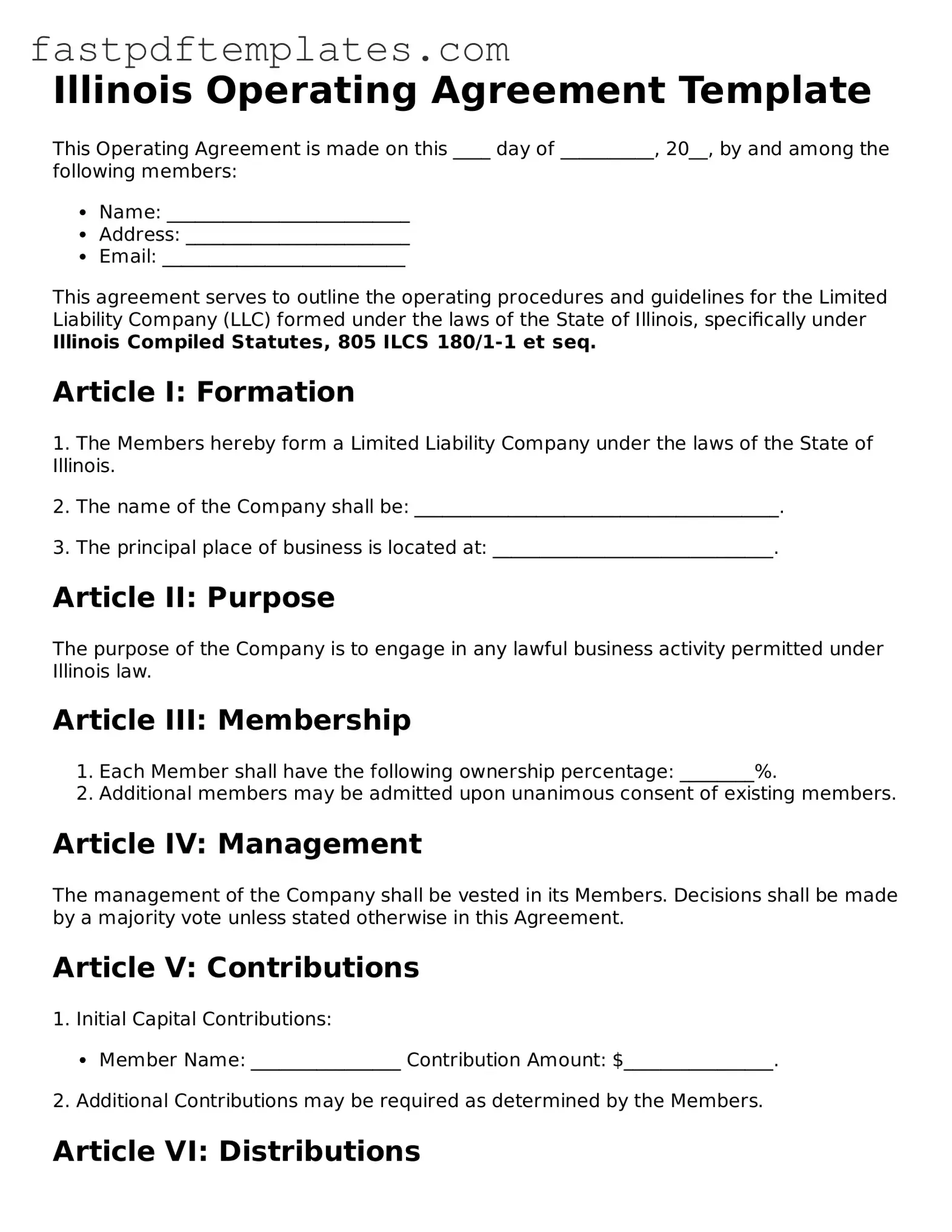 Attorney-Approved Illinois Operating Agreement Document