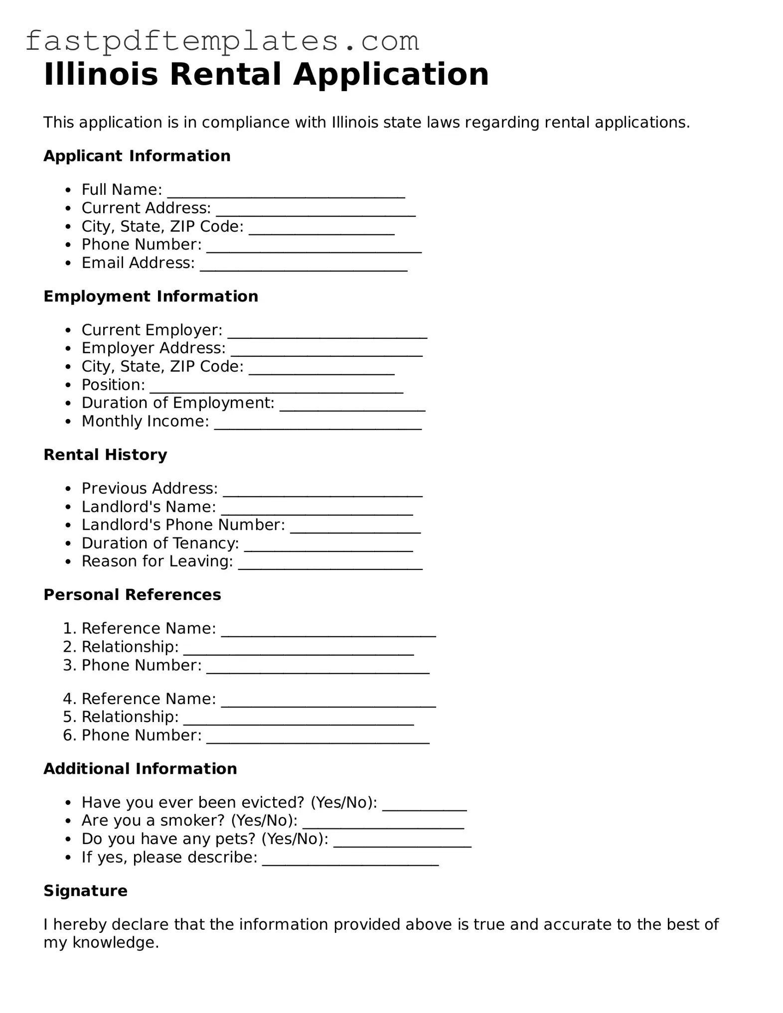 Attorney-Approved Illinois Rental Application Document