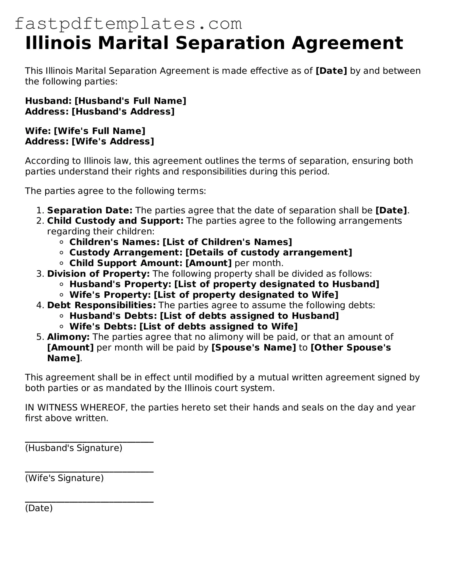 Attorney-Approved Illinois Marital Separation Agreement Document