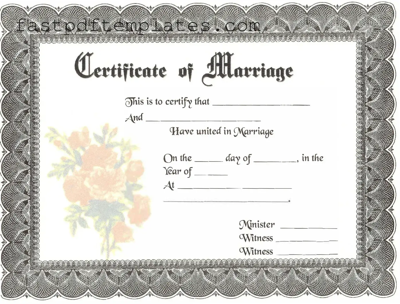 Blank Marriage Certificate Form