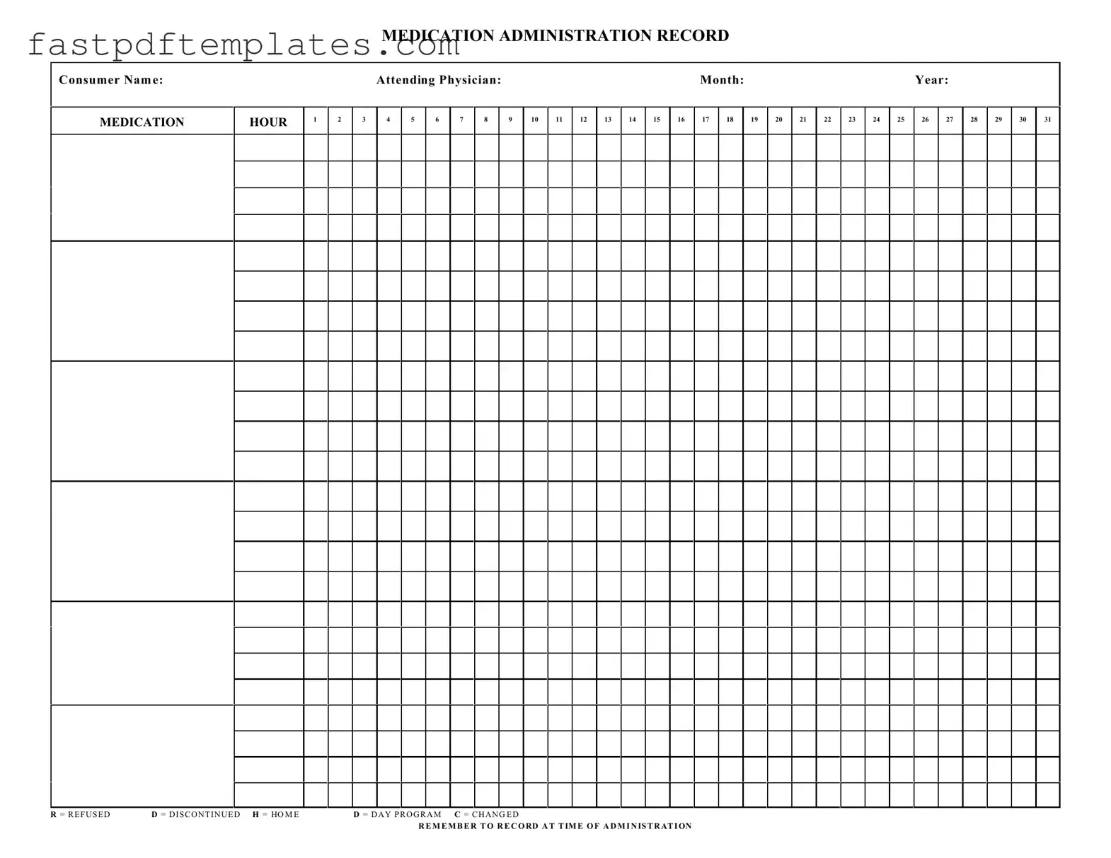 Blank Medication Administration Record Sheet Form