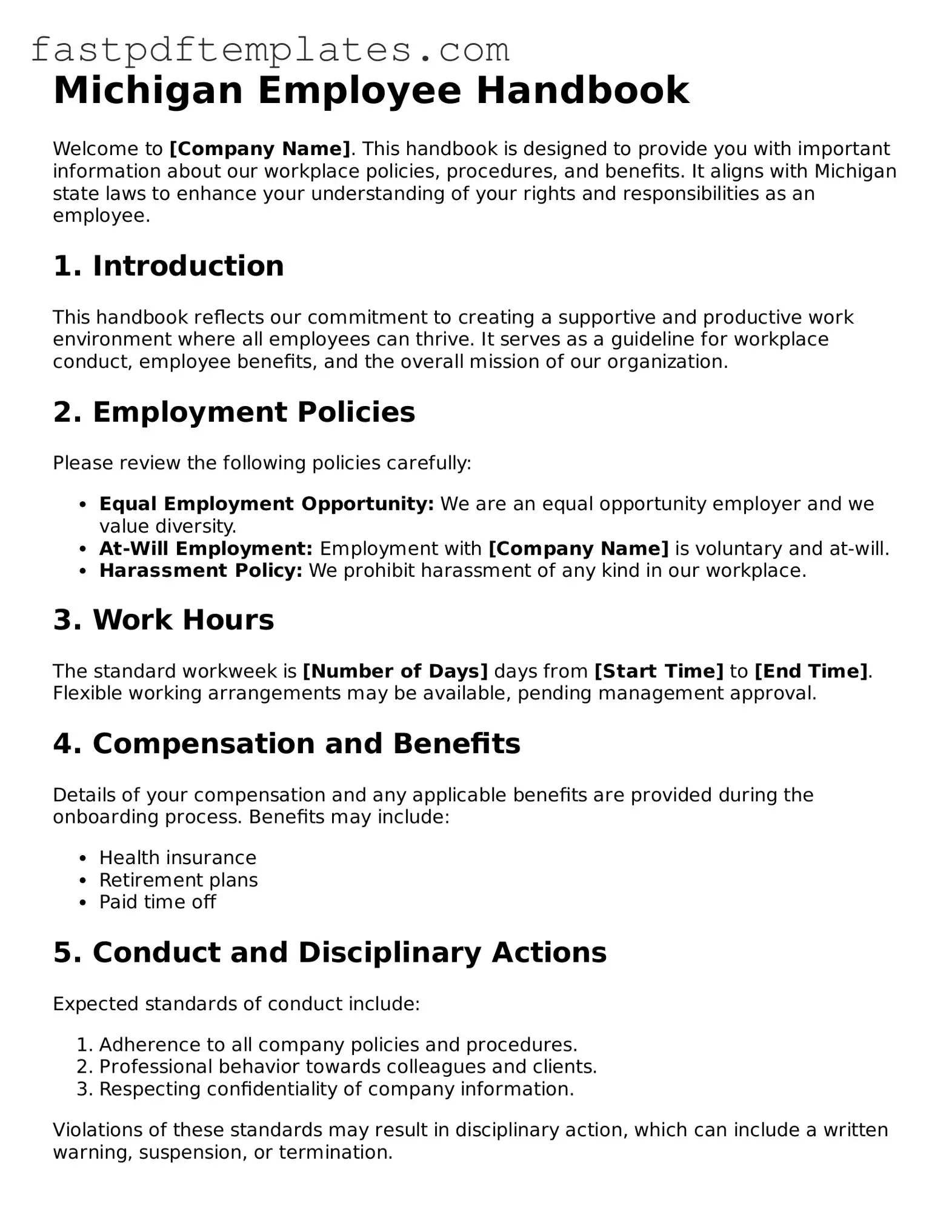 Attorney-Approved Michigan Employee Handbook Document