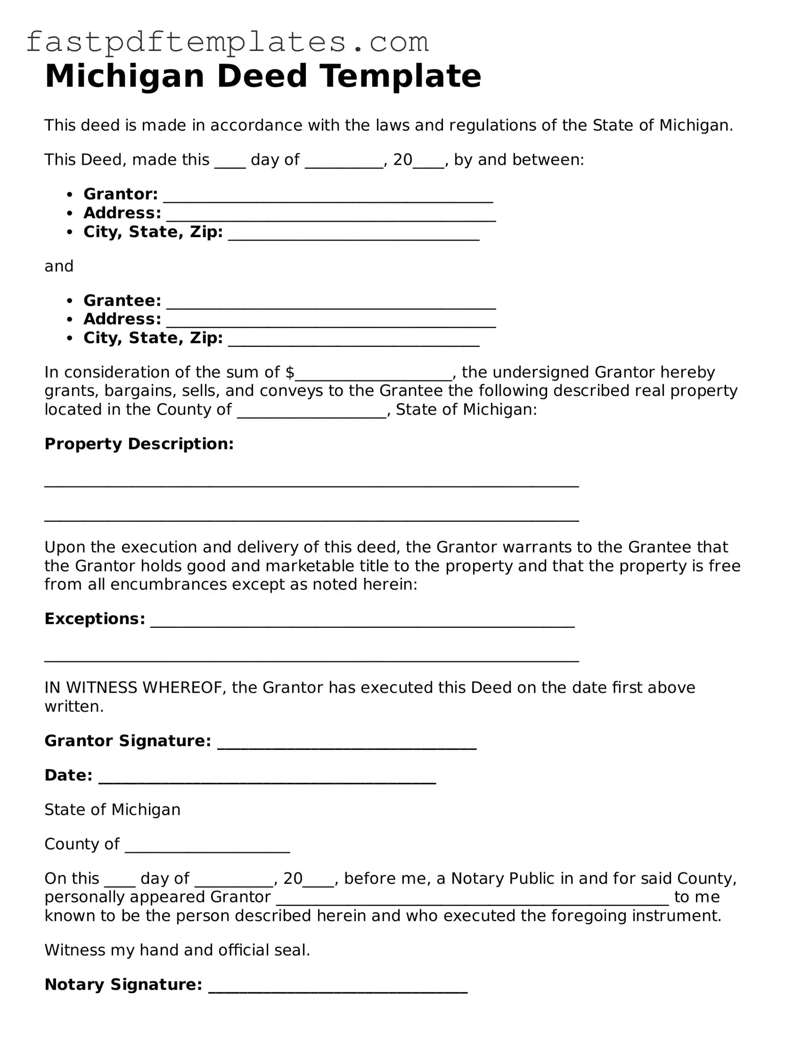 Attorney-Approved Michigan Deed Document