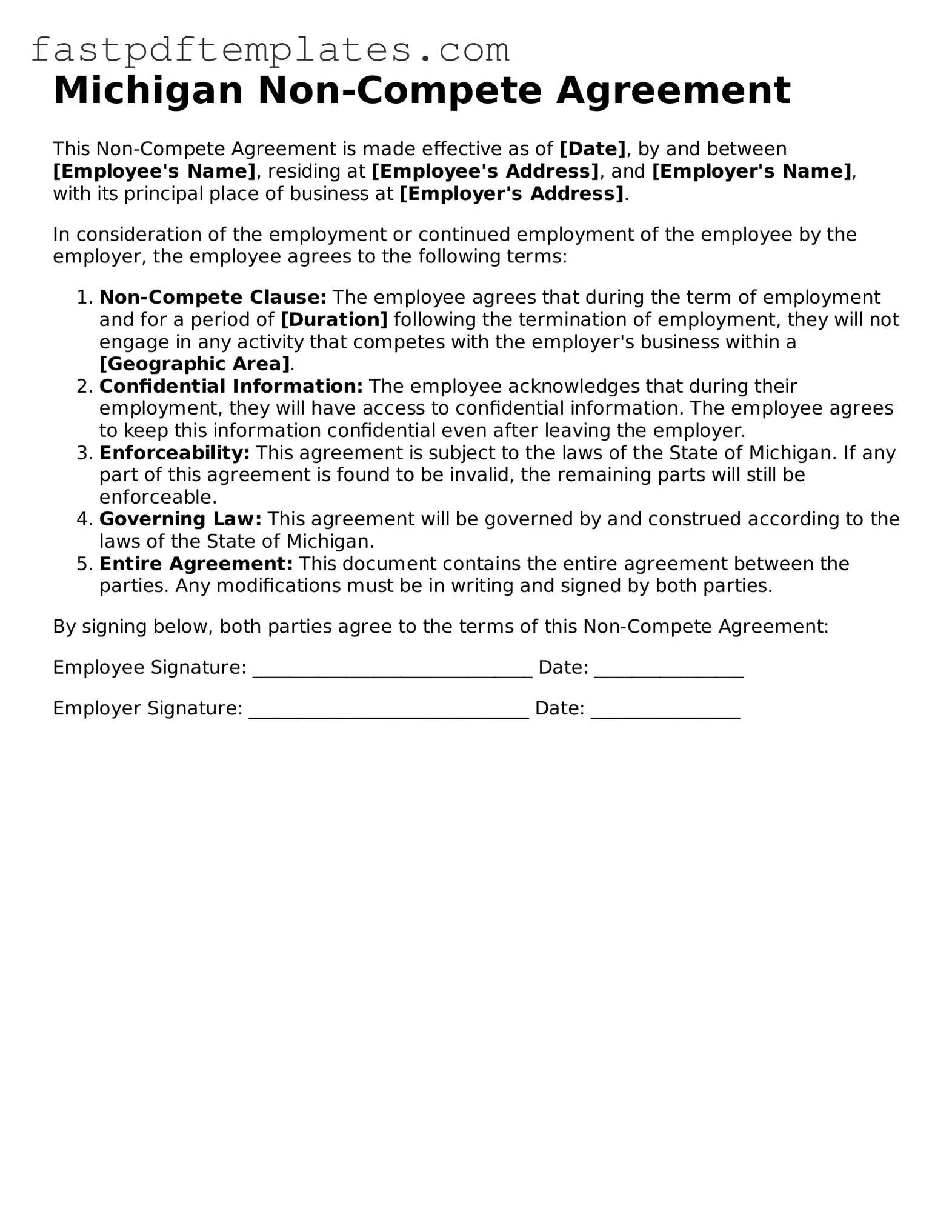Attorney-Approved Michigan Non-compete Agreement Document