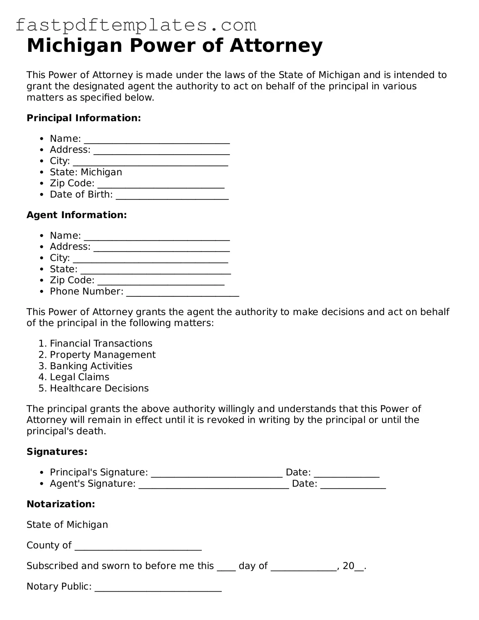 Attorney-Approved Michigan Power of Attorney Document