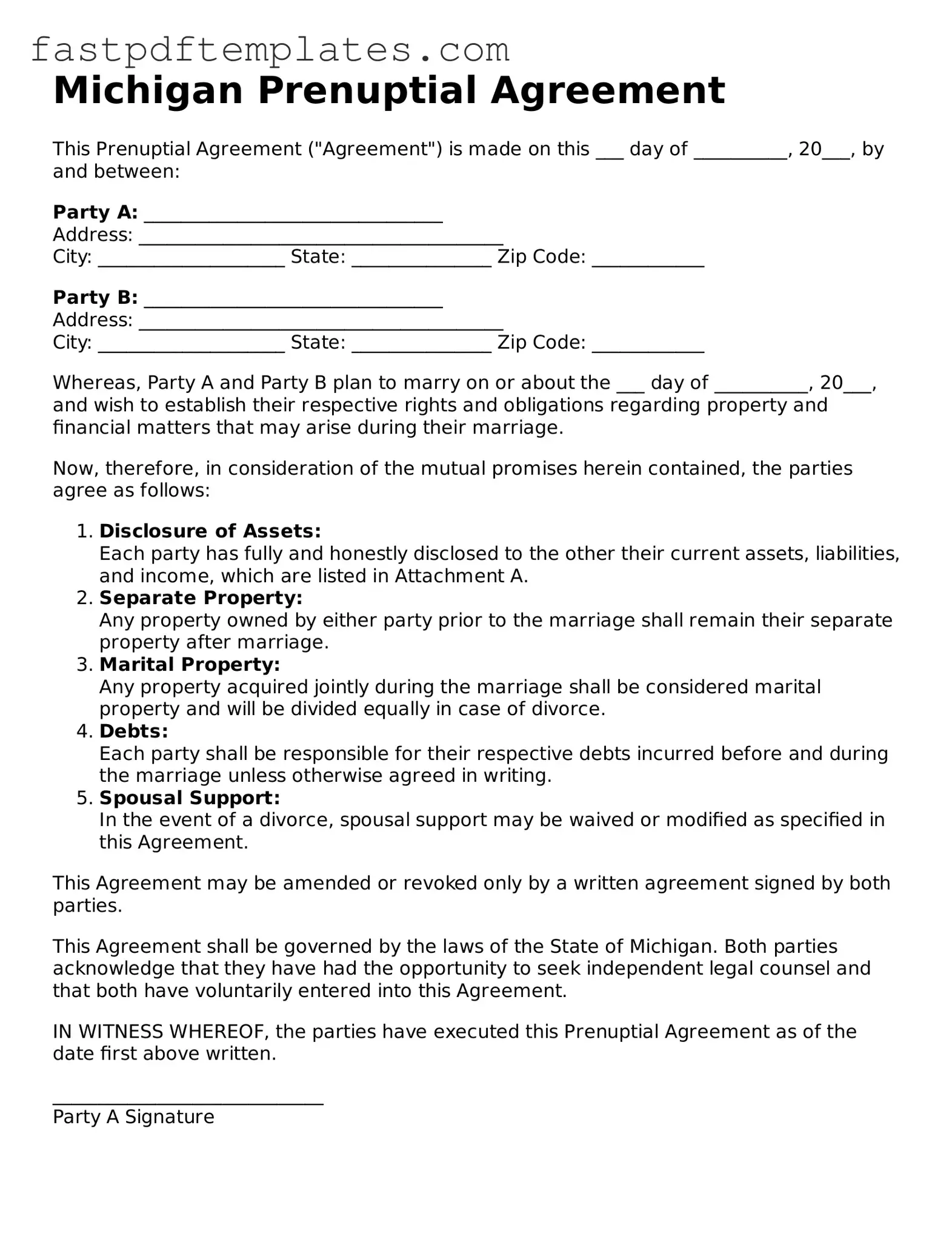 Attorney-Approved Michigan Prenuptial Agreement Document