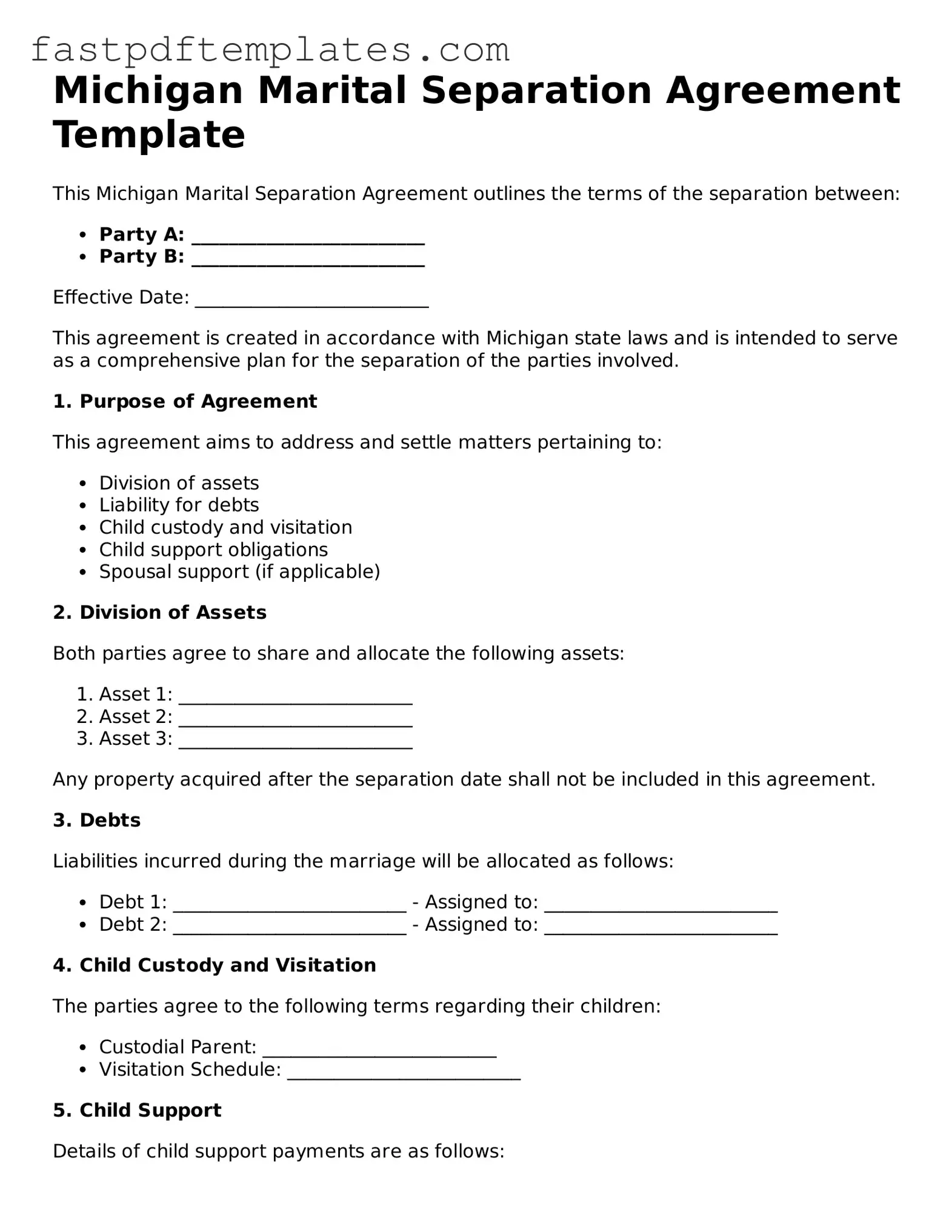 Attorney-Approved Michigan Marital Separation Agreement Document