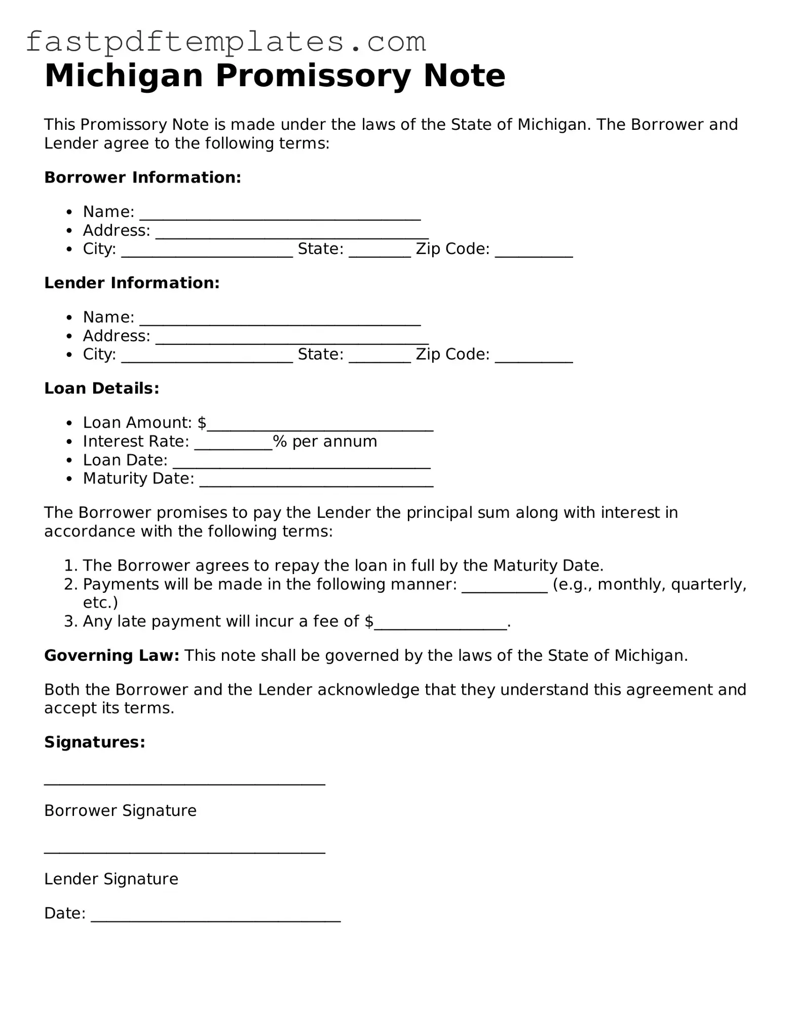 Attorney-Approved Michigan Promissory Note Document