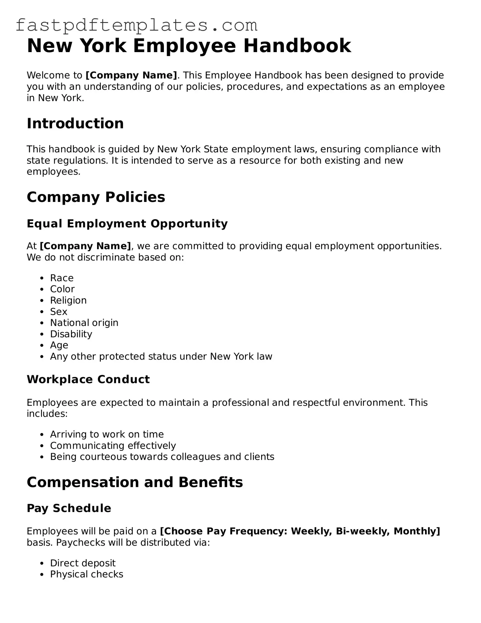 Attorney-Approved New York Employee Handbook Document