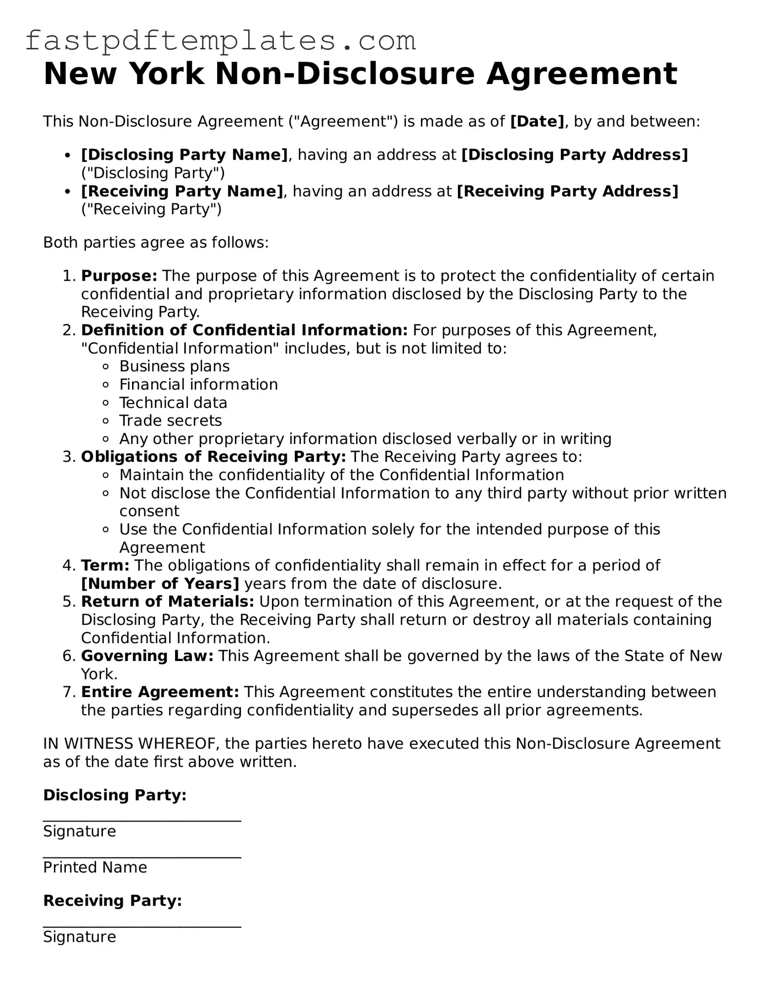 Attorney-Approved New York Non-disclosure Agreement Document