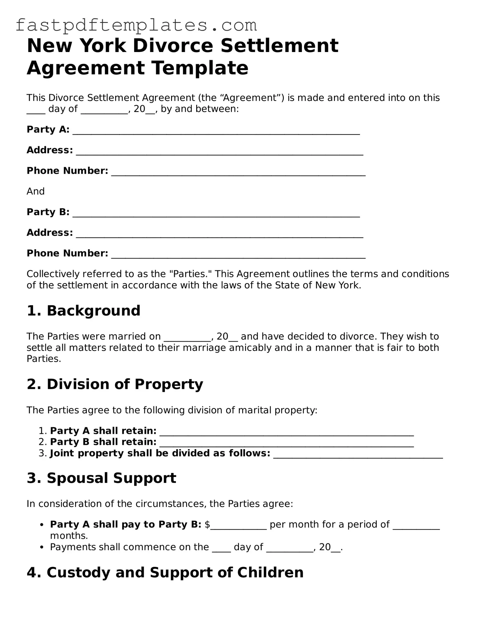 Attorney-Approved New York Divorce Settlement Agreement Document