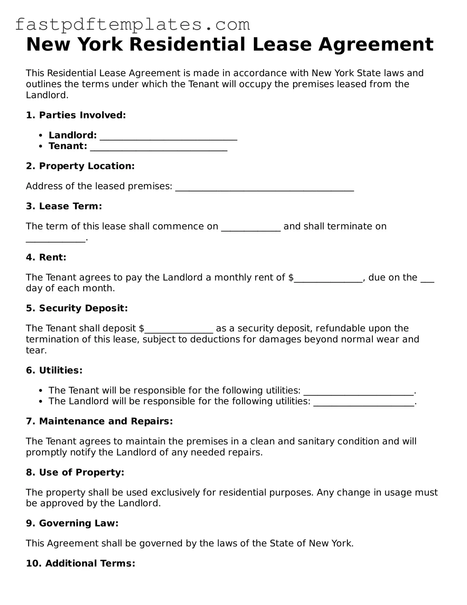 Attorney-Approved New York Residential Lease Agreement Document