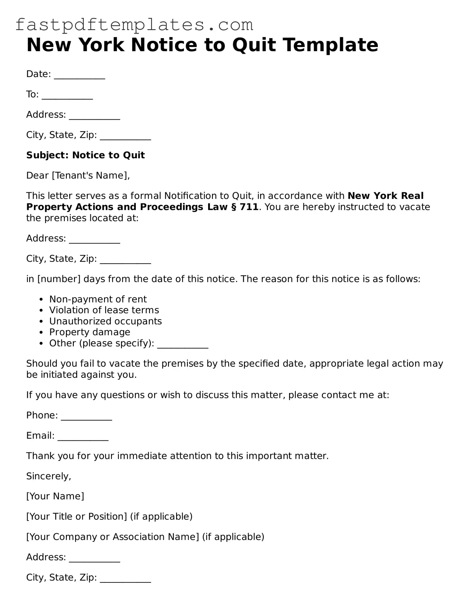 Attorney-Approved New York Notice to Quit Document