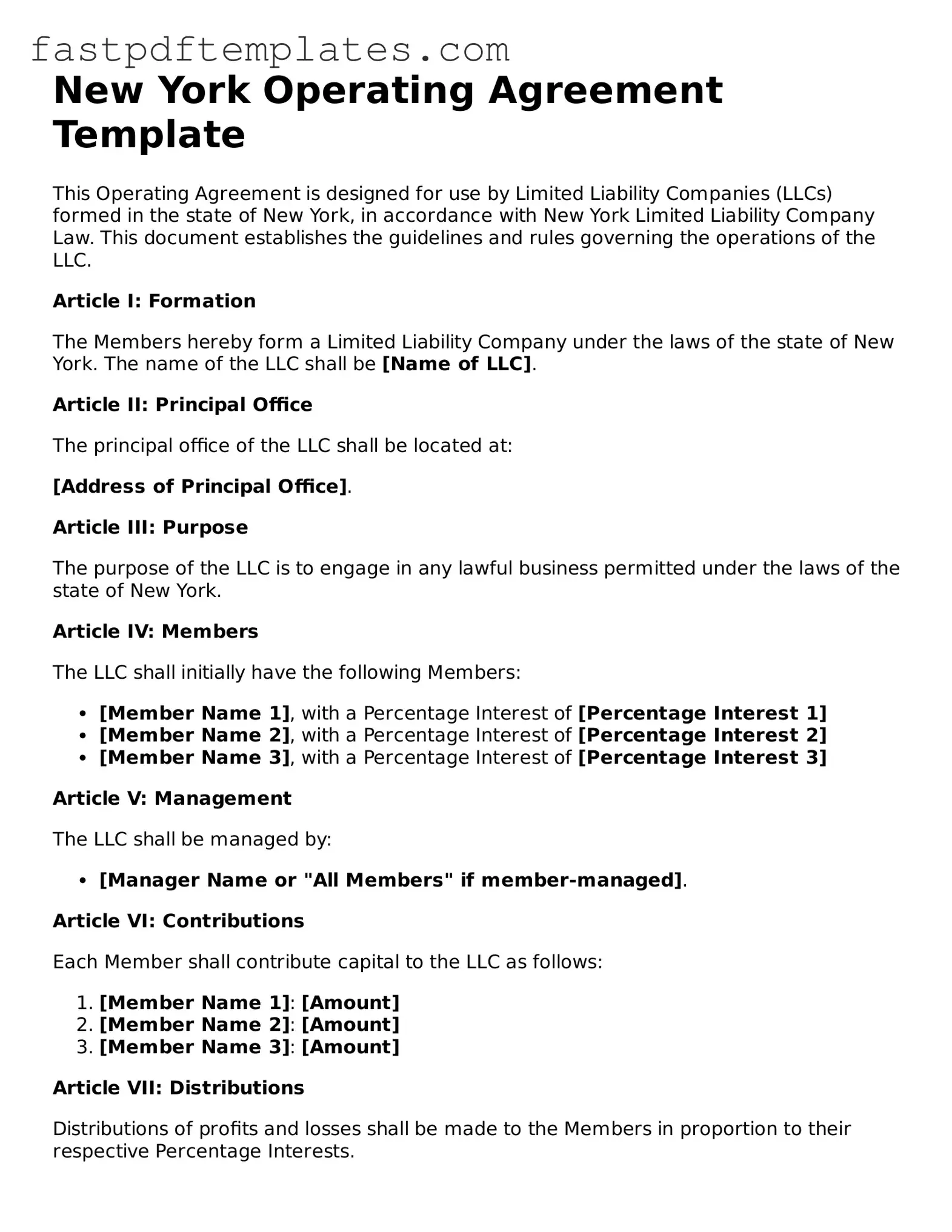 Attorney-Approved New York Operating Agreement Document